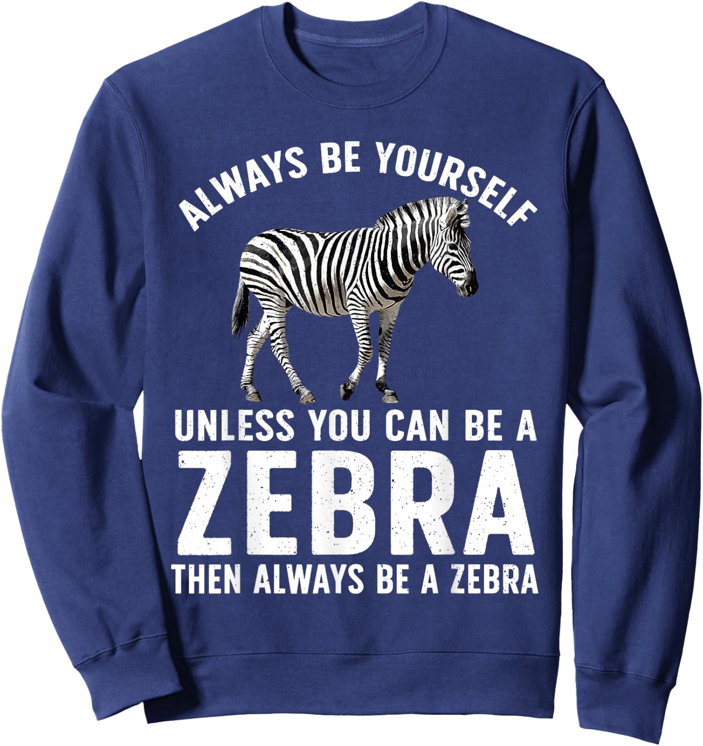 Funny Zebra Art Women Kids Zoo Animal Safari Zebra Sweatshirt - Sweatshirt | Navy