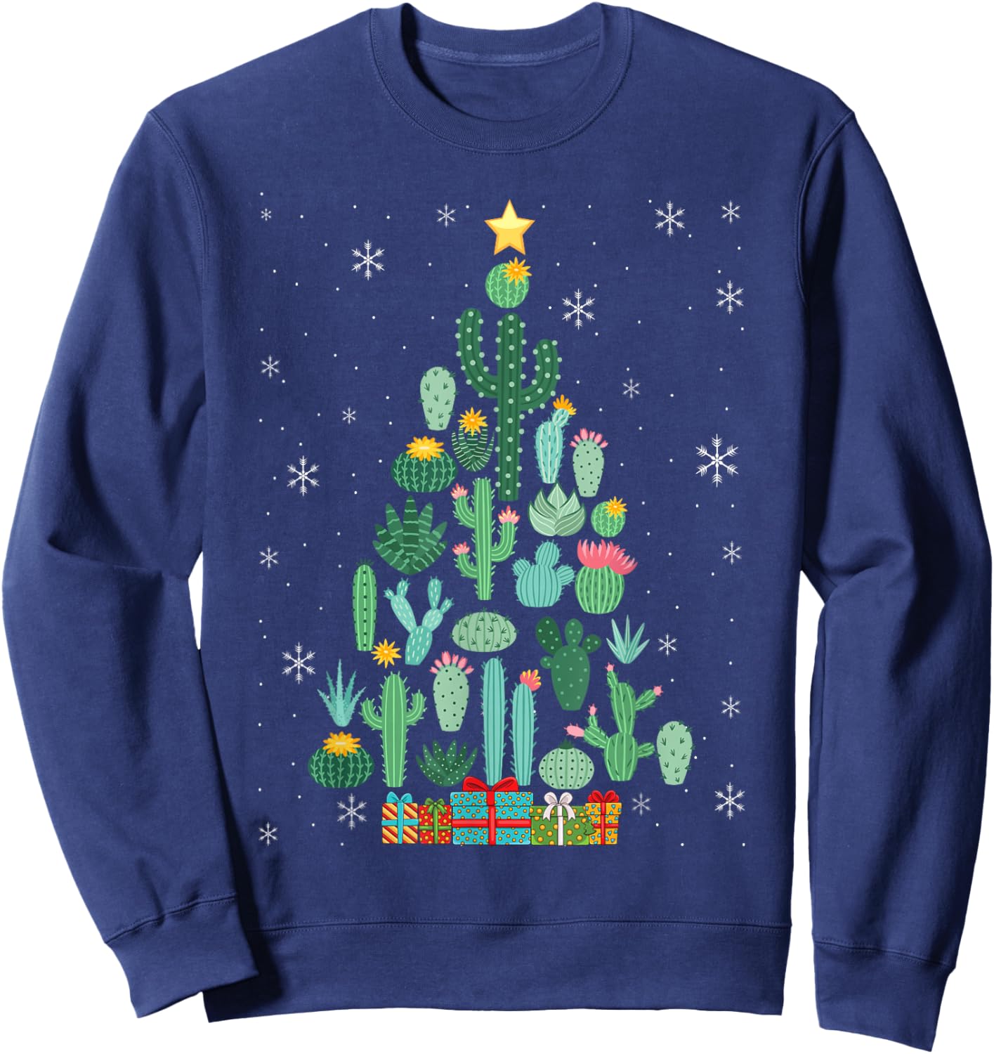 Funny Succulent Christmas Tree Cactus Gardener Sweatshirt - Sweatshirt | Navy