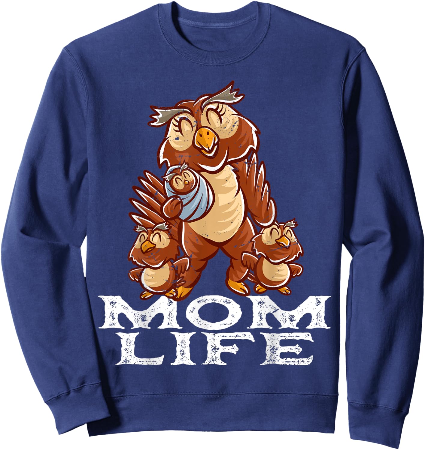 Owl Mama Mom Life Mommy Bird Mama Family Mother's Day Sweatshirt - Sweatshirt | Navy