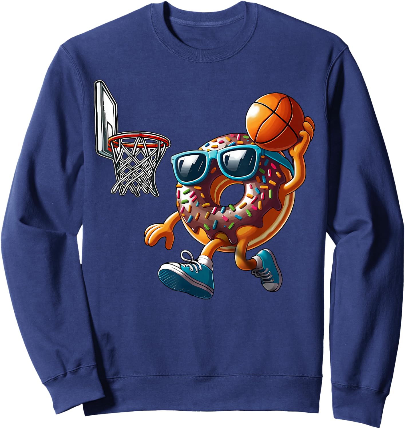 Dunking Donut Hole Food Champ Basketball Game Sport Player Sweatshirt - Sweatshirt | Navy