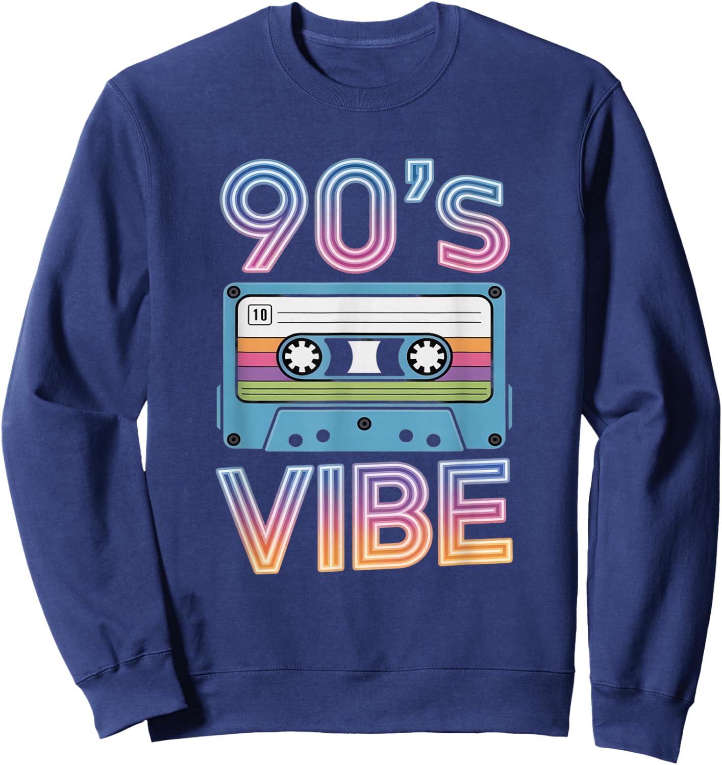 90’s Vibe Retro Cassette Tape Vintage 90s Aesthetic Art Sweatshirt - Sweatshirt | Navy