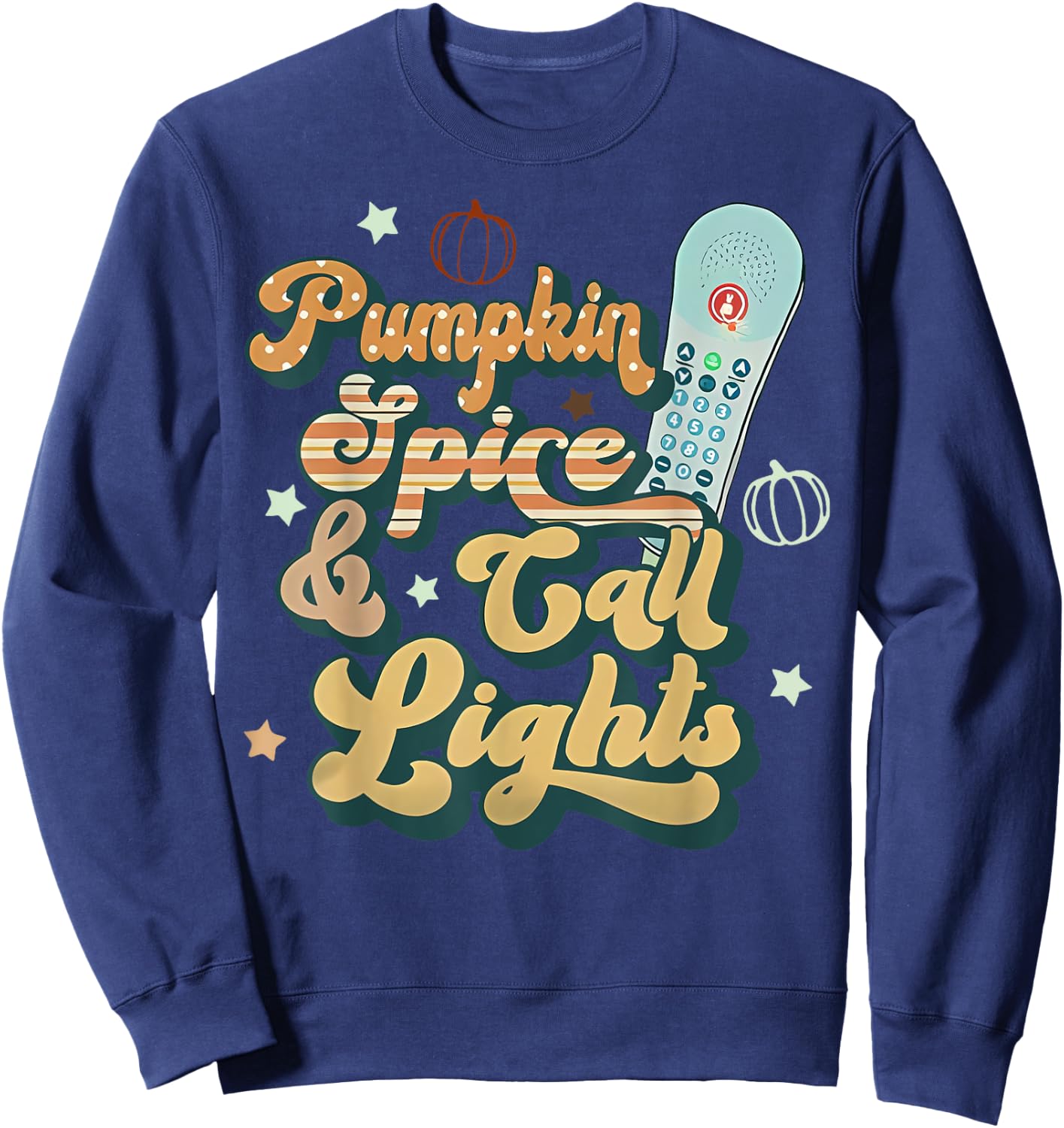 Retro Pumpkin Spice And Call Lights ER ICU Nurse Halloween Sweatshirt - Sweatshirt | Navy