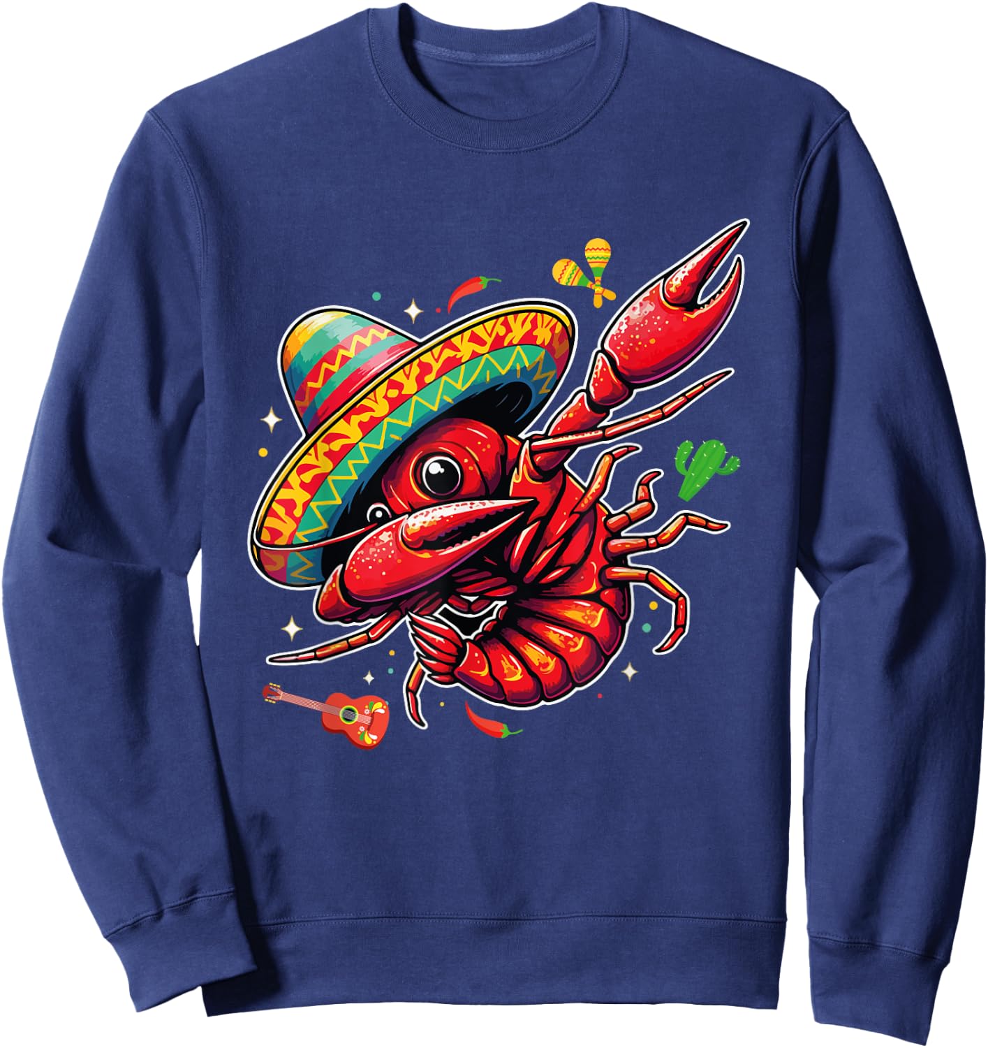 Cinco De Mayo Mexican food Party Funny Mexico Crawfish Boil Sweatshirt - Sweatshirt | Navy