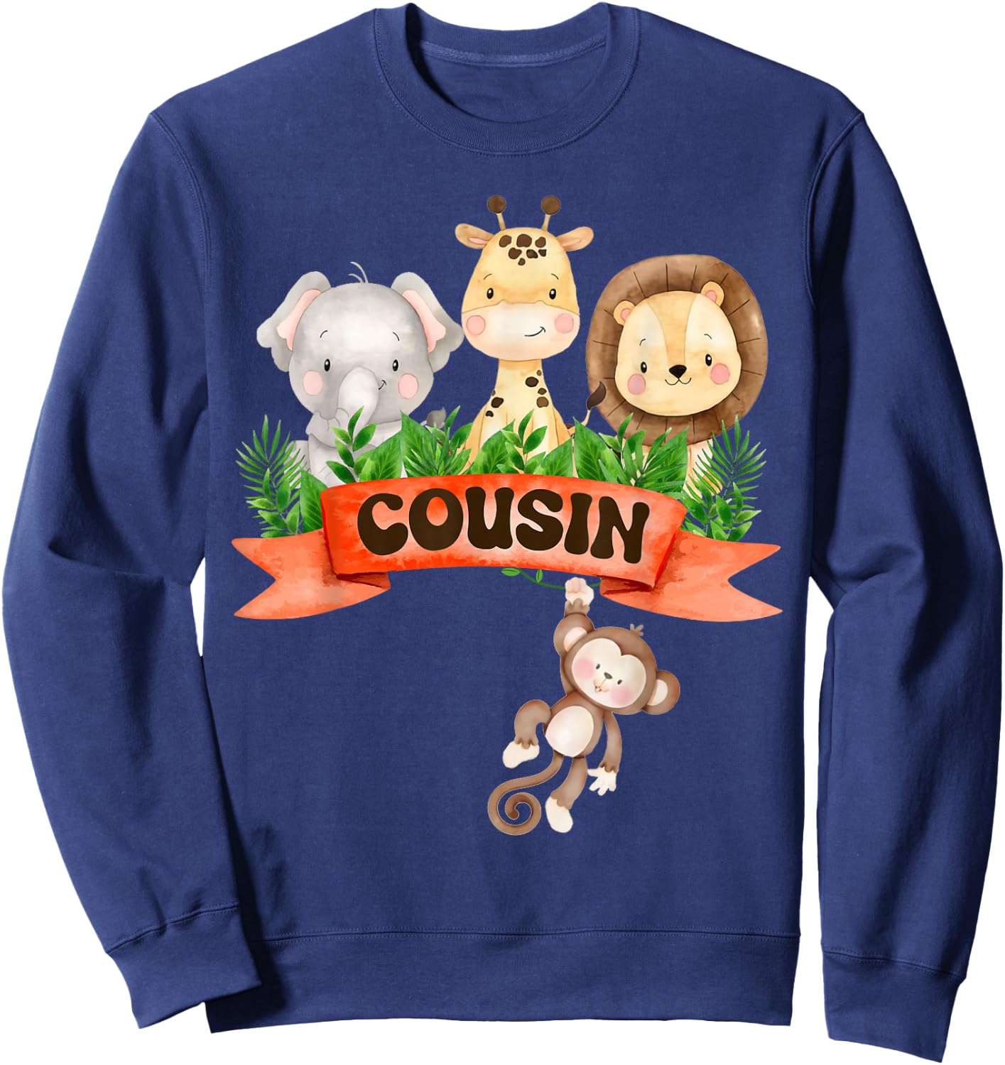 Cousin of the Wild One Zoo Birthday Safari Jungle Animal Sweatshirt - Sweatshirt | Navy
