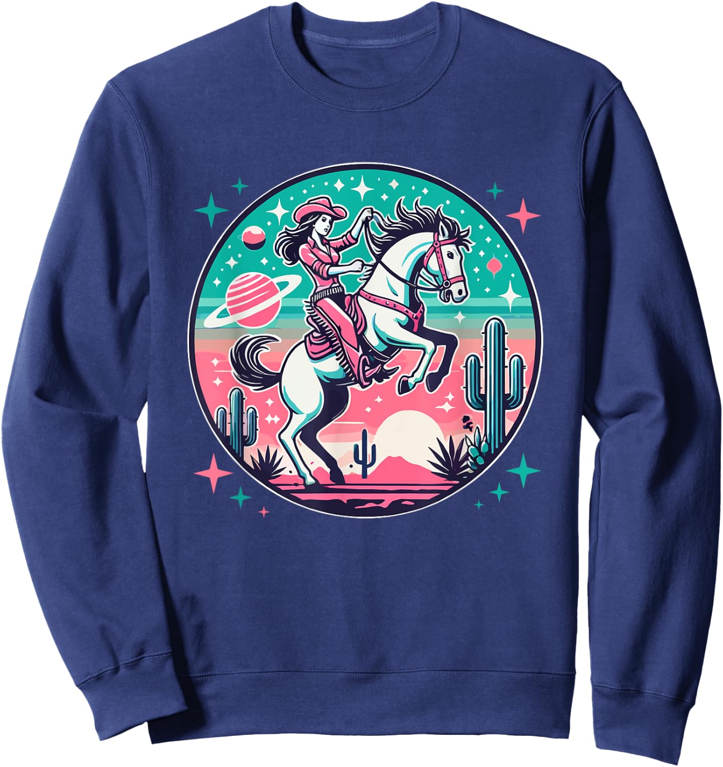 Space Cowgirl Outfit Cosmic Costume Galactic Western Riding Sweatshirt - Sweatshirt | Navy