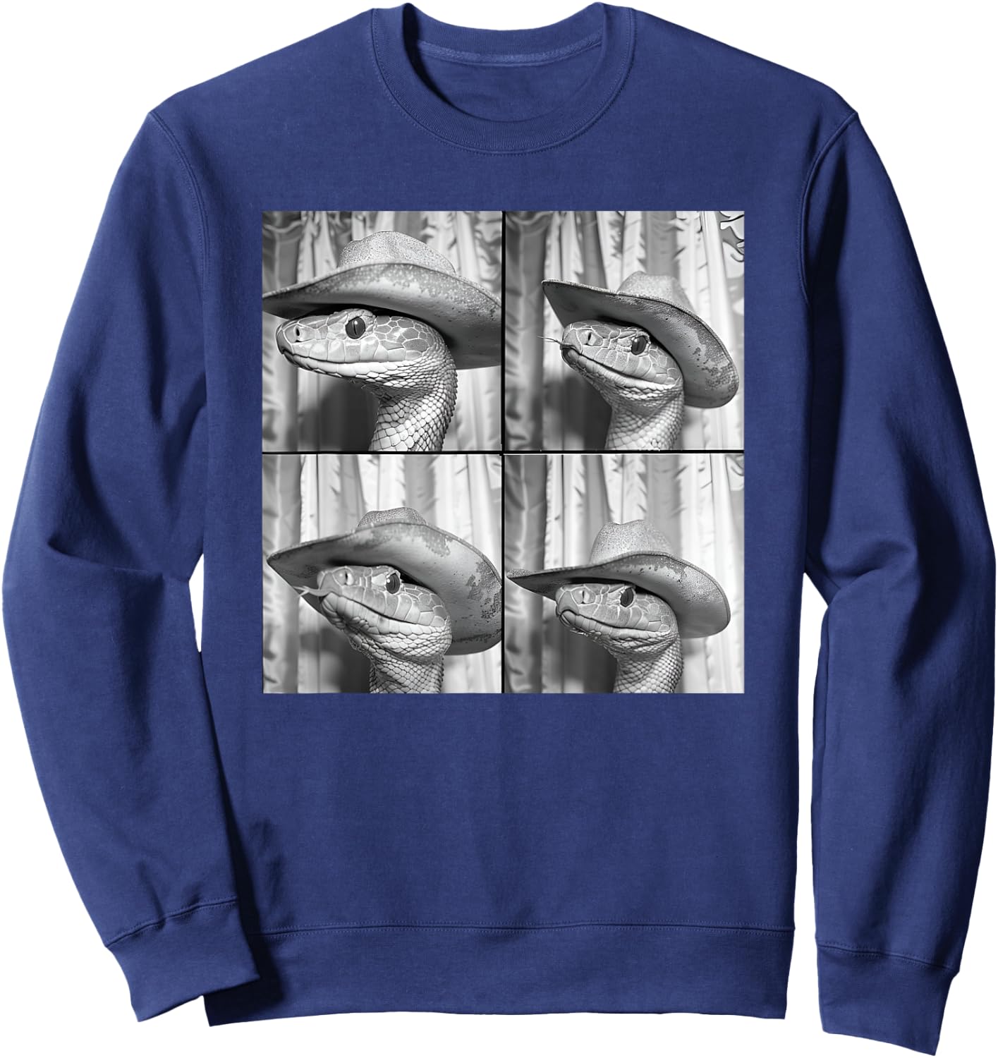 Snake Wearing Cowboy Hat Funny Animal Photobooth Rattlesnake Sweatshirt - Sweatshirt | Navy