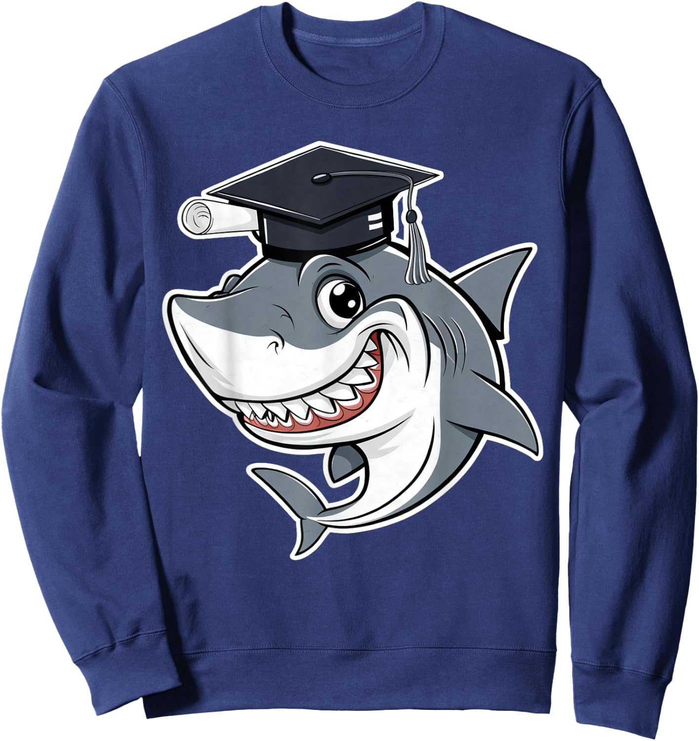 Great White Shark Graduation Cap Class of 2025 Shark Lover Sweatshirt - Sweatshirt | Navy