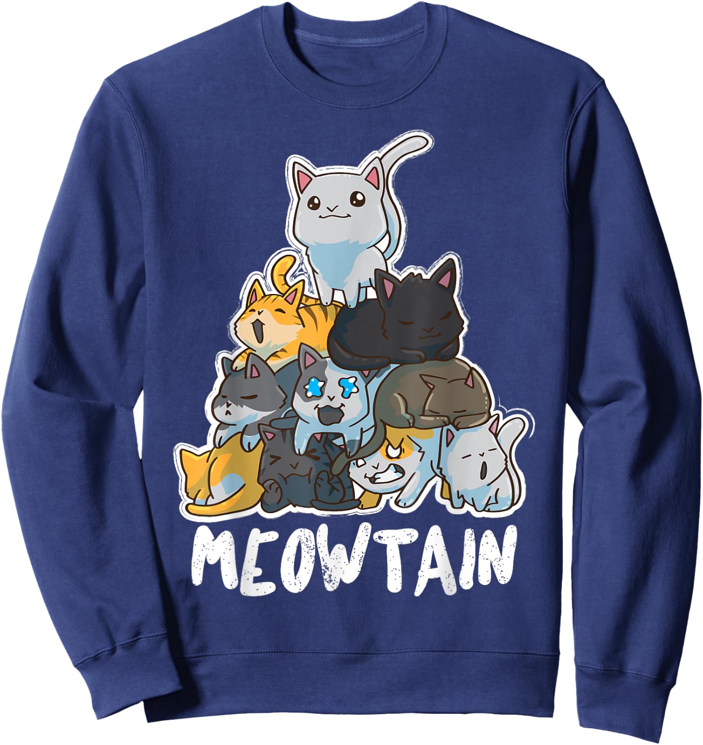 Anime Cats Kawaii Neko Pile Moewtain Sweatshirt - Sweatshirt | Navy