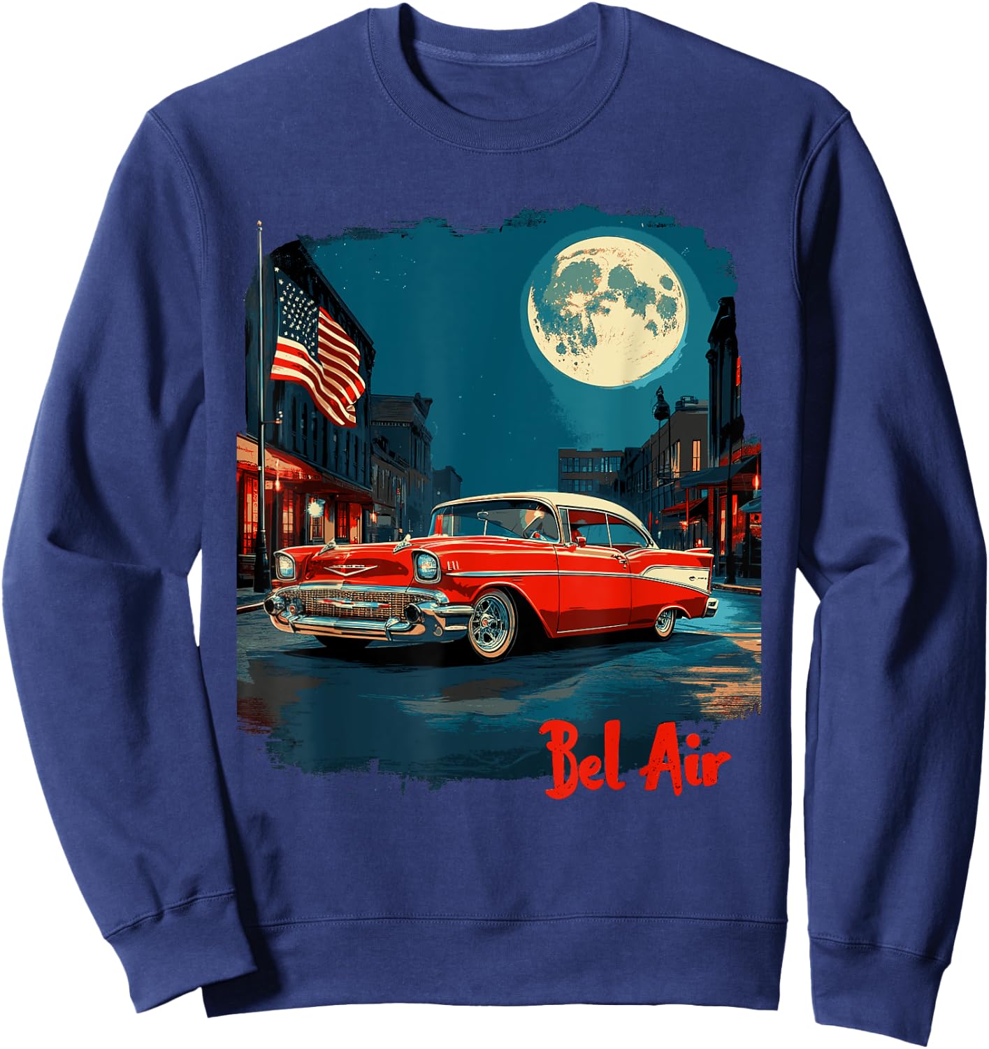 Vintage 1957 Bel Air Classic car Old School Hot Rod Bel Air Sweatshirt - Sweatshirt | Navy