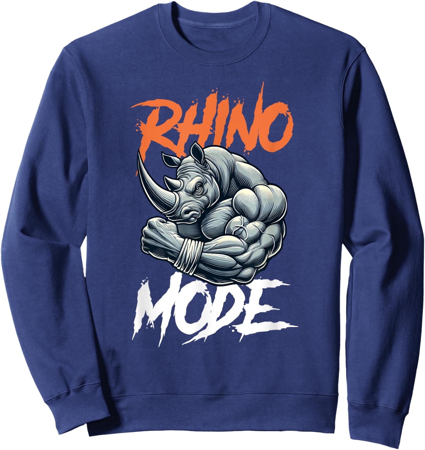 Vintage Art Rhino MODE Kawai Pet Lovers Funny Animal Happily Sweatshirt - Sweatshirt | Navy