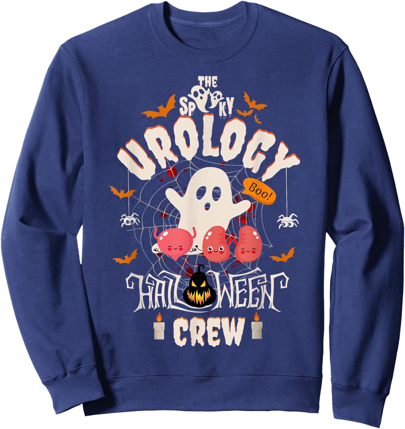 Spooky Urology Halloween Crew Cute Ghost Nurse Student Sweatshirt - Sweatshirt | Navy