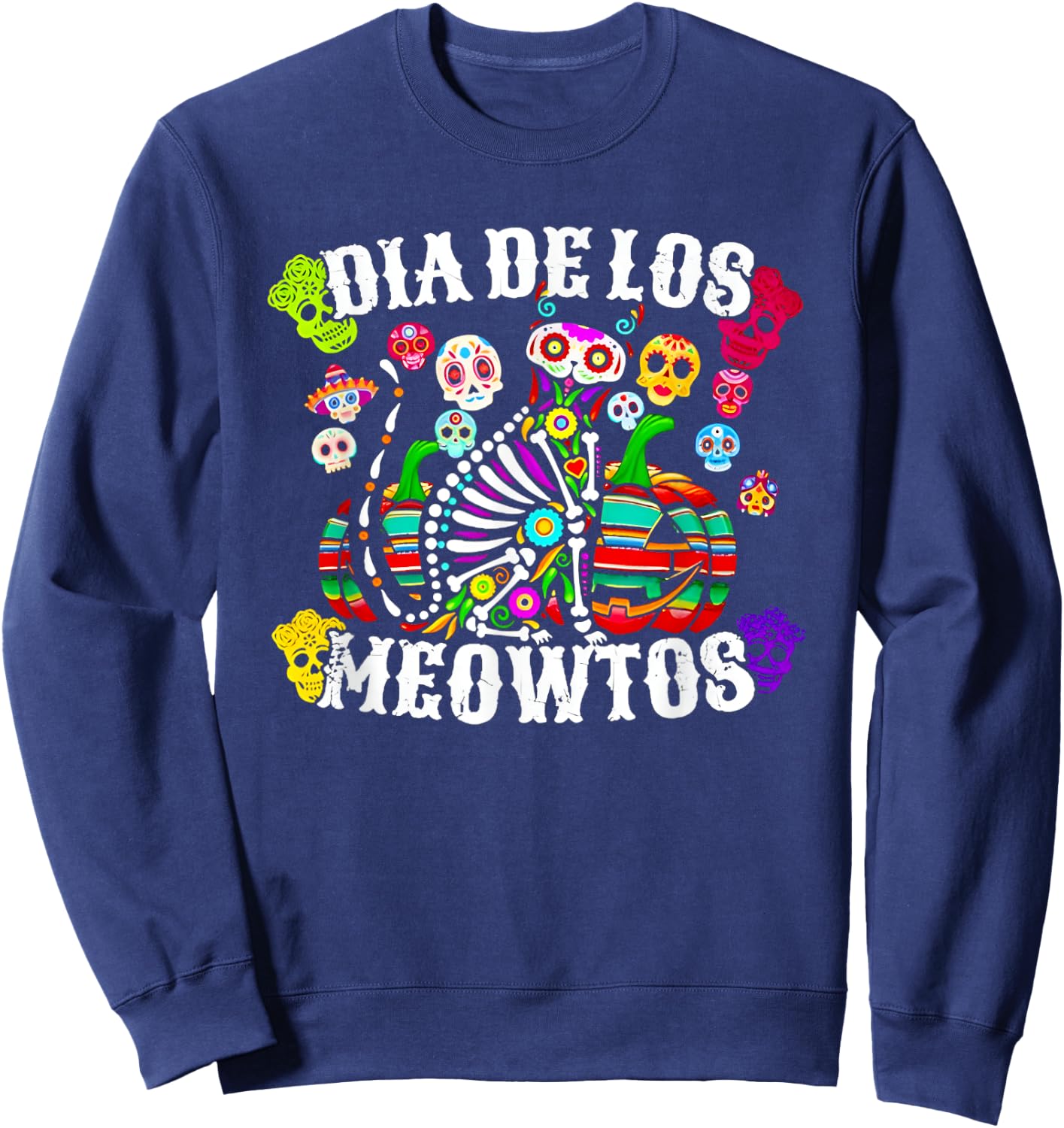 Dia De Los Meowtos Mexicano Sweatshirt - Sweatshirt | Navy