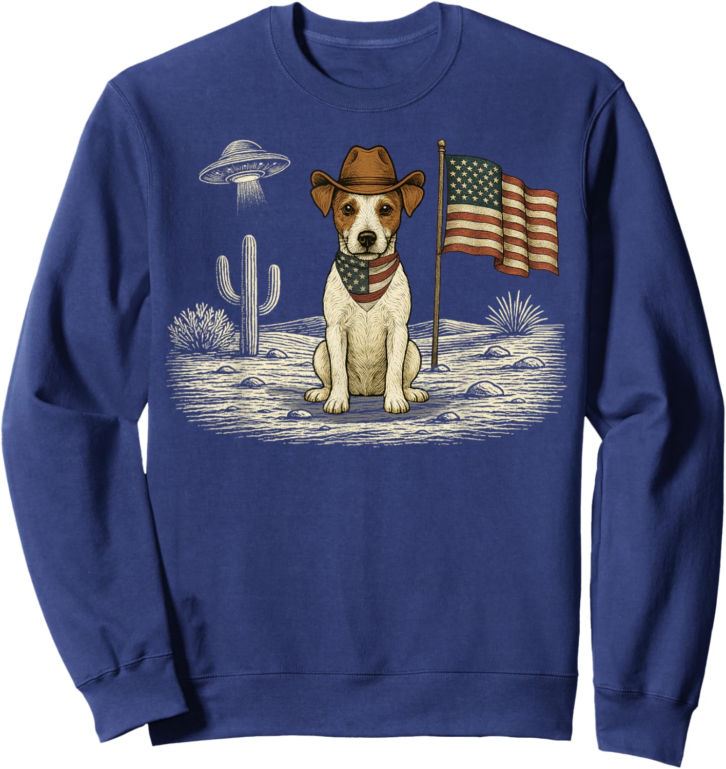 Jack Russell Terrier 4th of July US American Flag Patriotic Sweatshirt - Sweatshirt | Navy