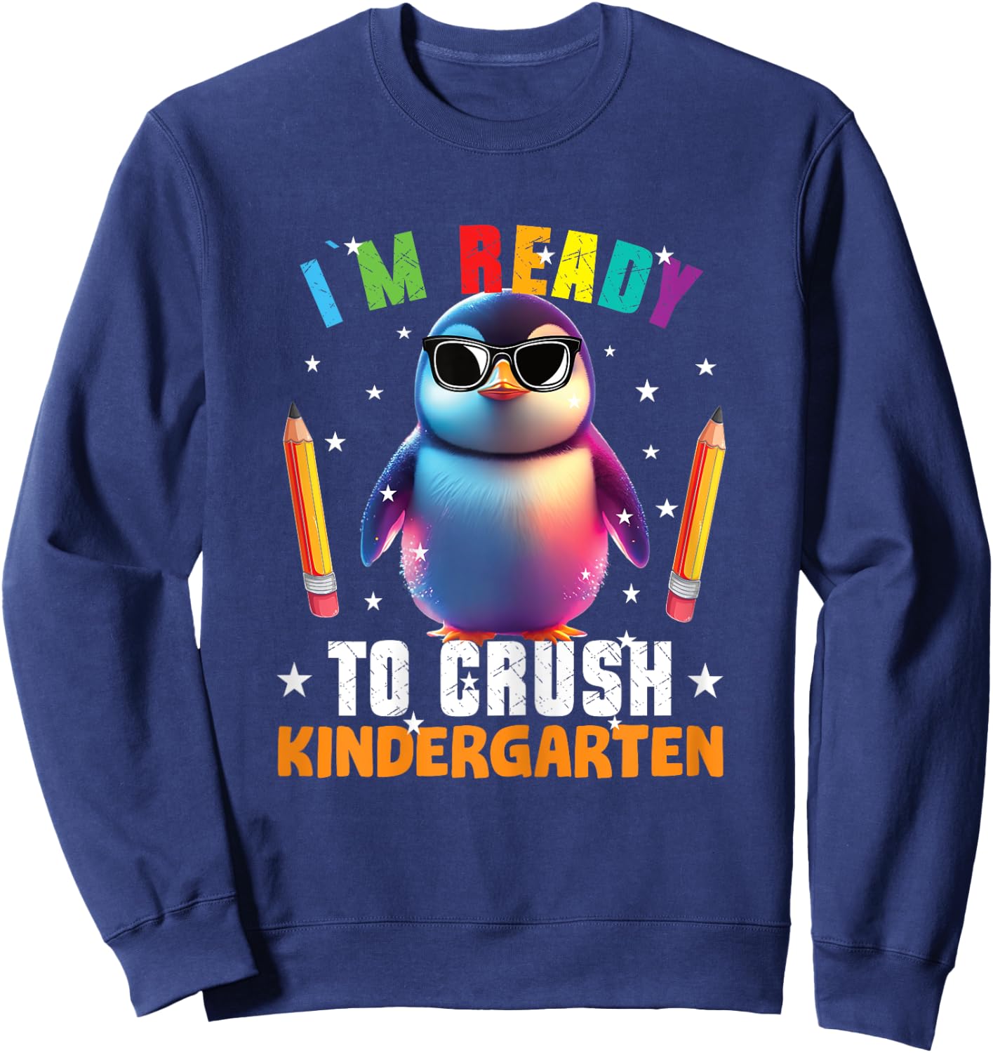 Crush Kindergarten funny Penguin Back to School Girls Gift Sweatshirt - Sweatshirt | Navy