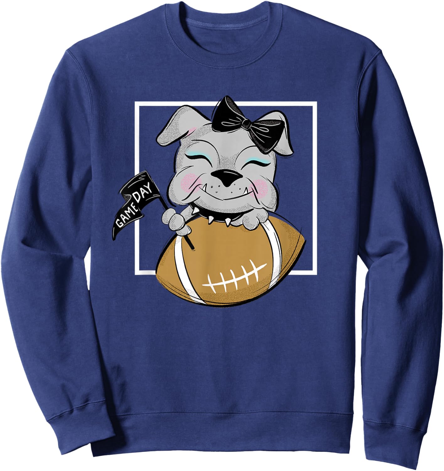 Cute Game Day Bulldog Women and Girls Football Sweatshirt - Sweatshirt | Navy