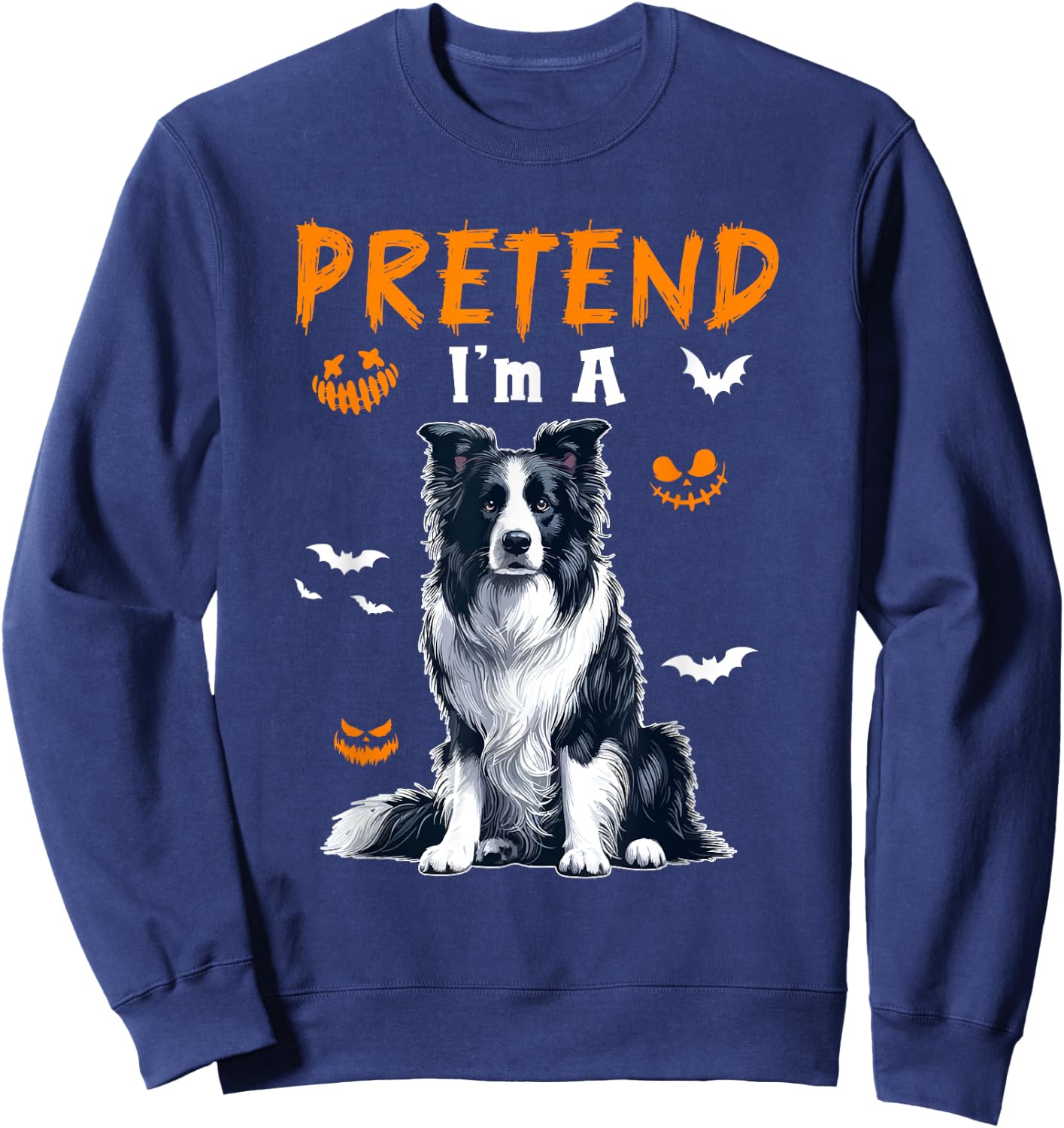 Pretend I'm A Border Collie Halloween Costume Owner Kids Sweatshirt - Sweatshirt | Navy