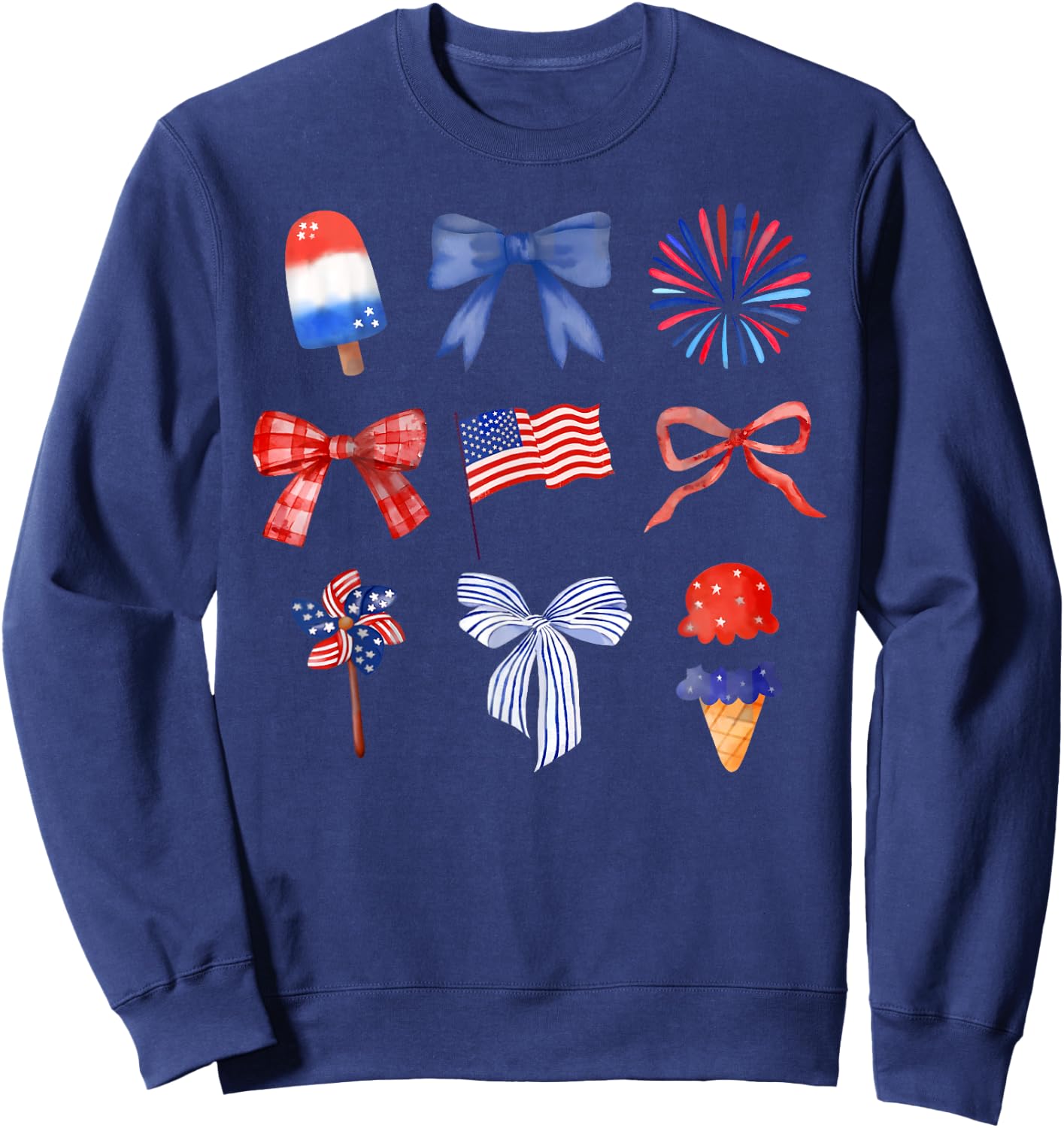 Coquette Bow Ice Cream America Freedom Patriotic 4th Of July Sweatshirt - Sweatshirt | Navy