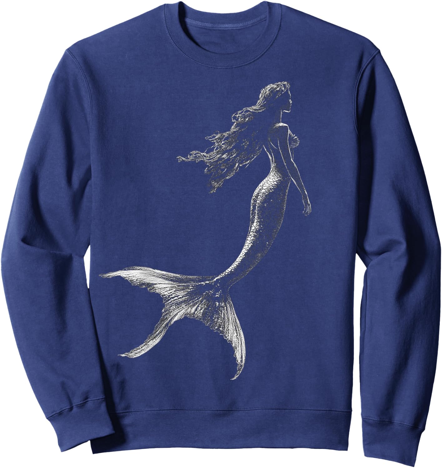 Mermaid Mythical Motif Fantasy Art Mermaid Sweatshirt - Sweatshirt | Navy