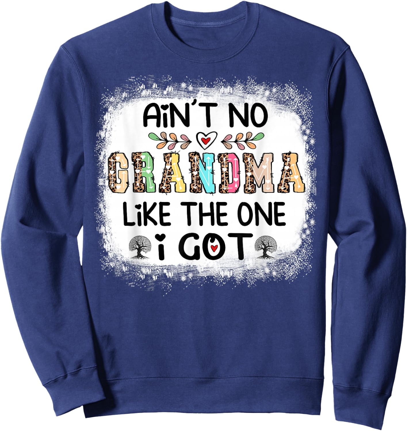 Ain't No Grandma Like The One I Got Leopard Family Reunion Sweatshirt - Sweatshirt | Navy