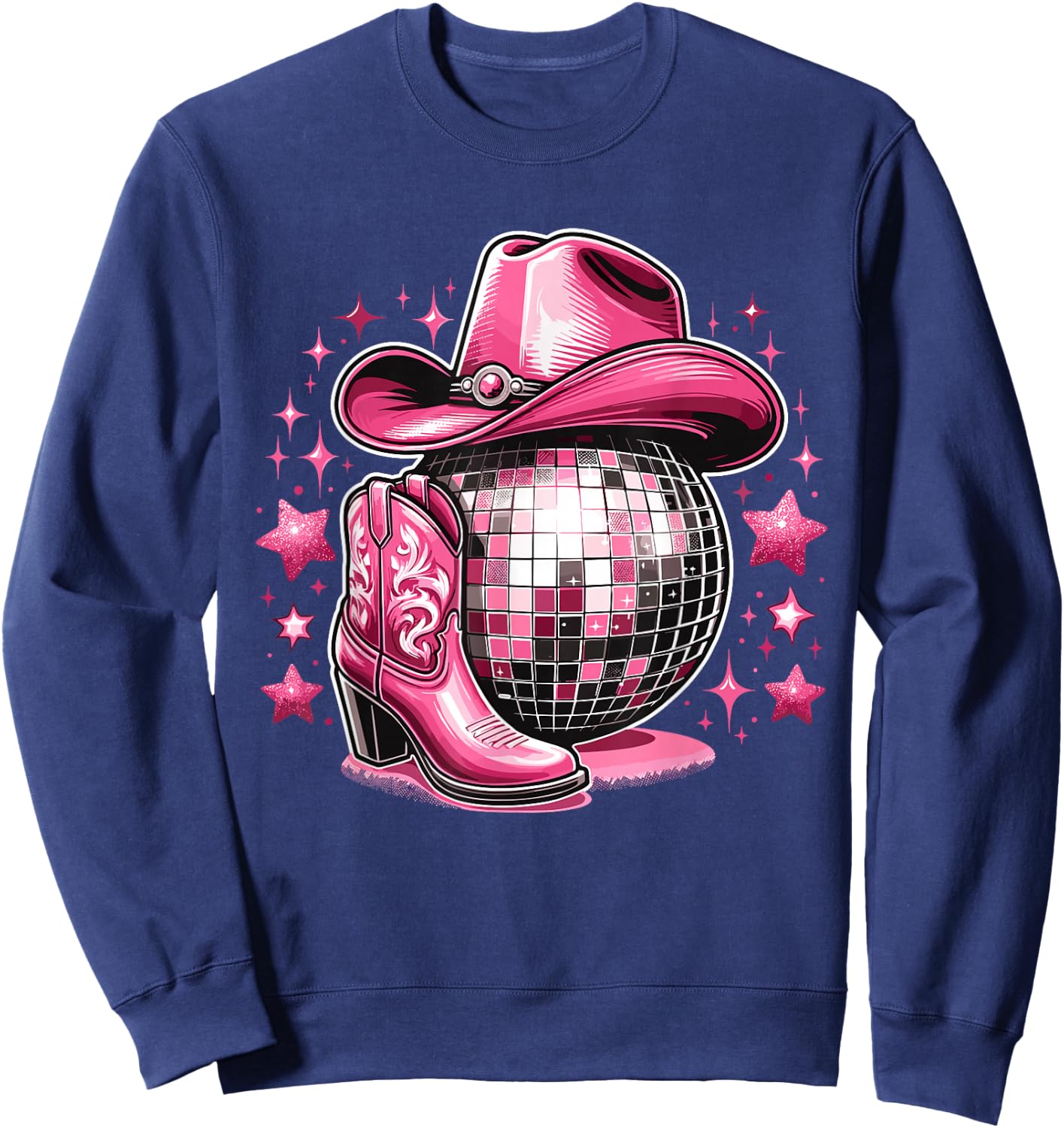 Western Cowgirl Rodeo Disco Retro Bachelorette Party Sweatshirt - Sweatshirt | Navy