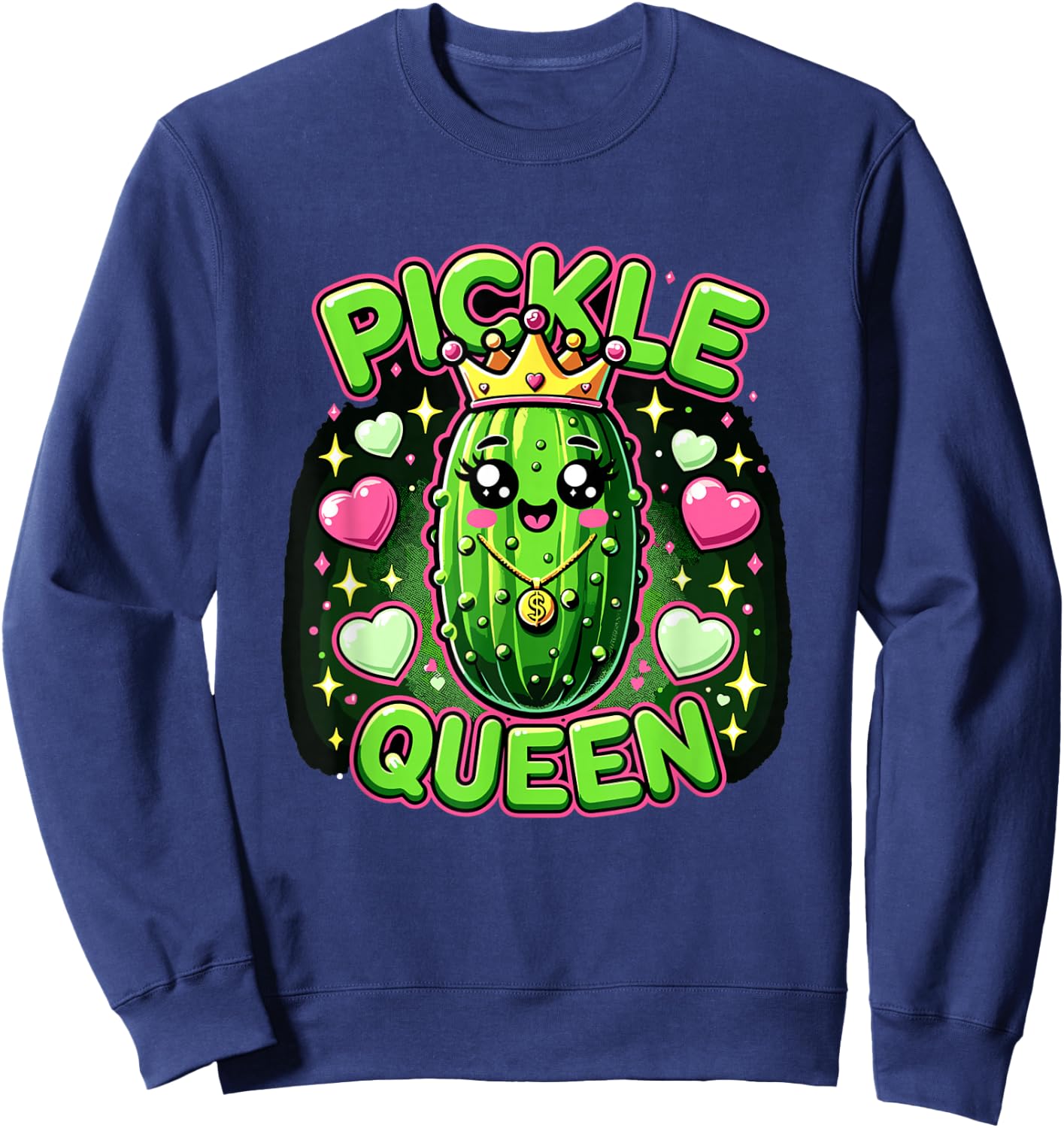 Pickle Queen for Girls and Women funny pickle Sweatshirt - Sweatshirt | Navy