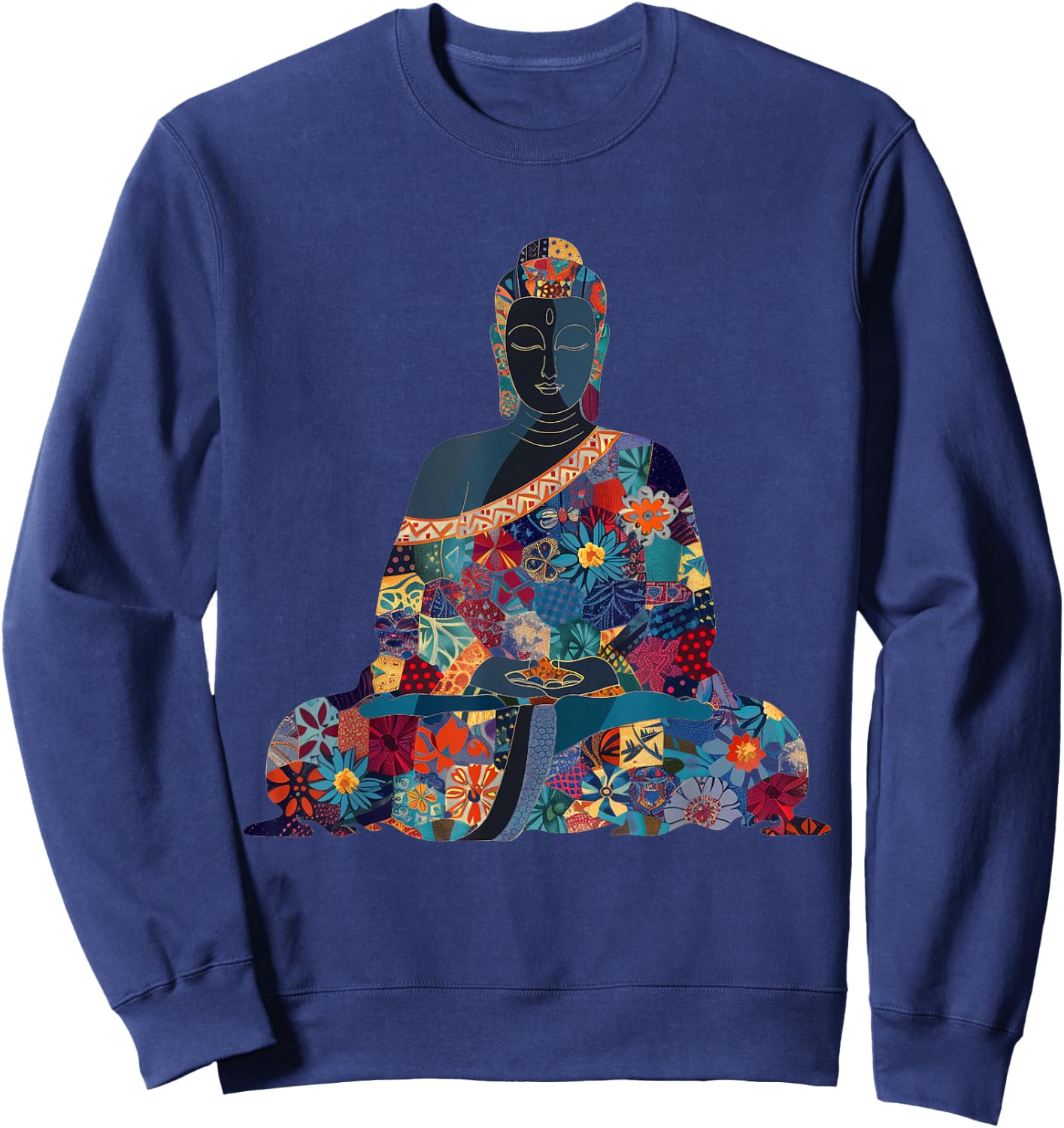Buddha Vintage Flowers Zen Buddhist Buddhism Yoga Spiritual Sweatshirt - Sweatshirt | Navy