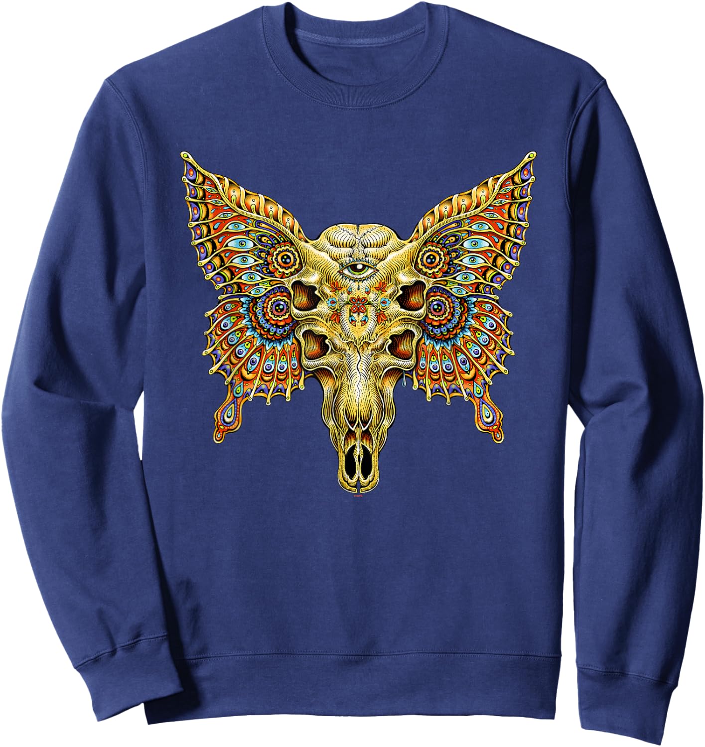 Butterfly Skull - by Emek Artman Sweatshirt - Sweatshirt | Navy