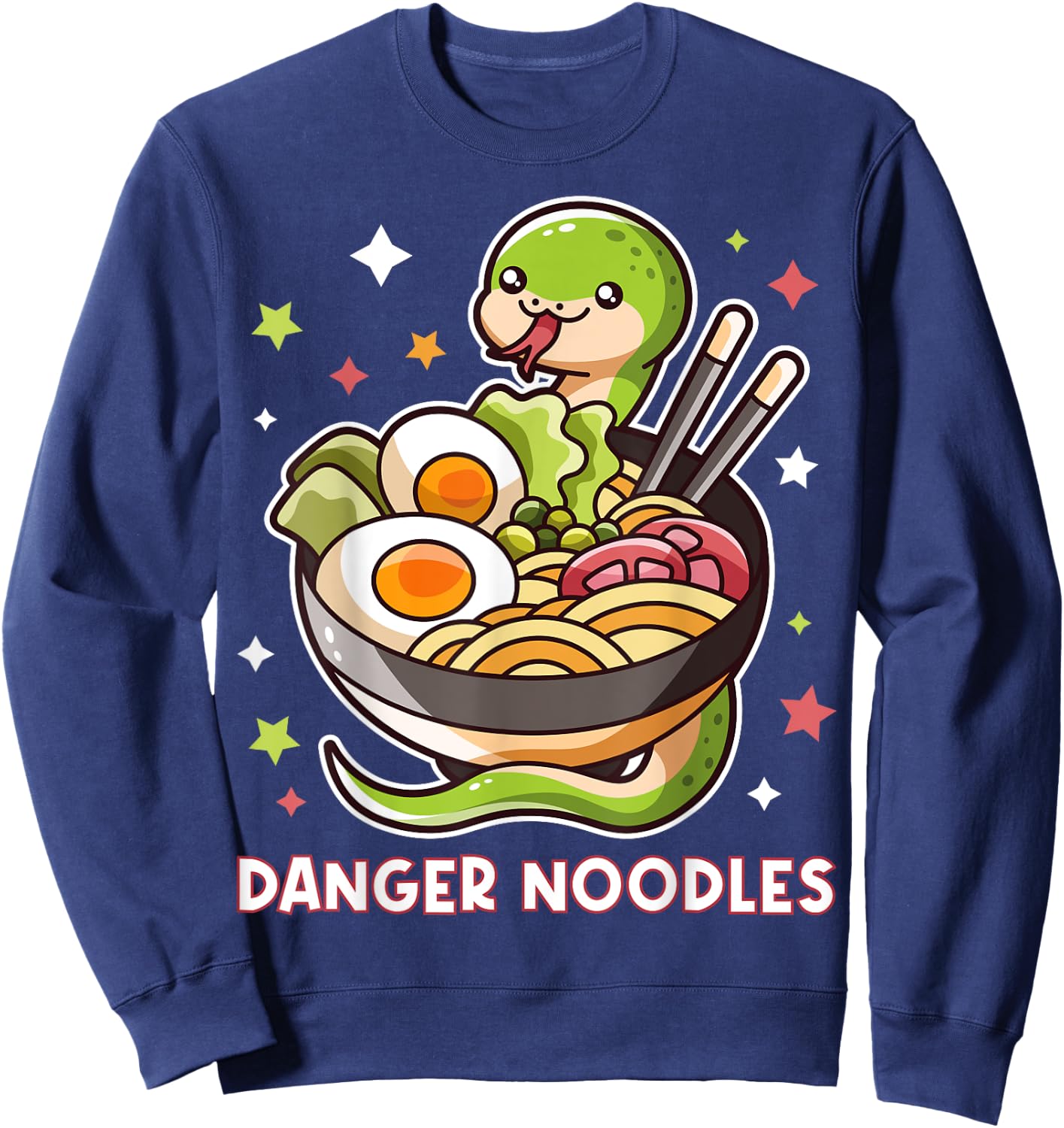Danger Noodles Snake In A Ramen Noodles Bowl Kawaii Outfit Sweatshirt - Sweatshirt | Navy