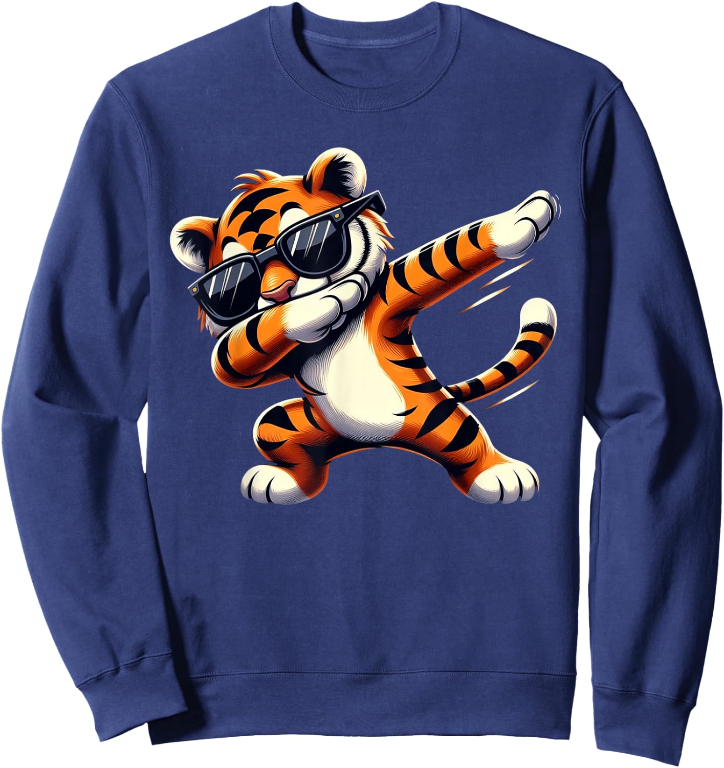Dabbing Tiger Wearing Hip Hop Graphic Cool Dabbing Tiger Sweatshirt - Sweatshirt | Navy