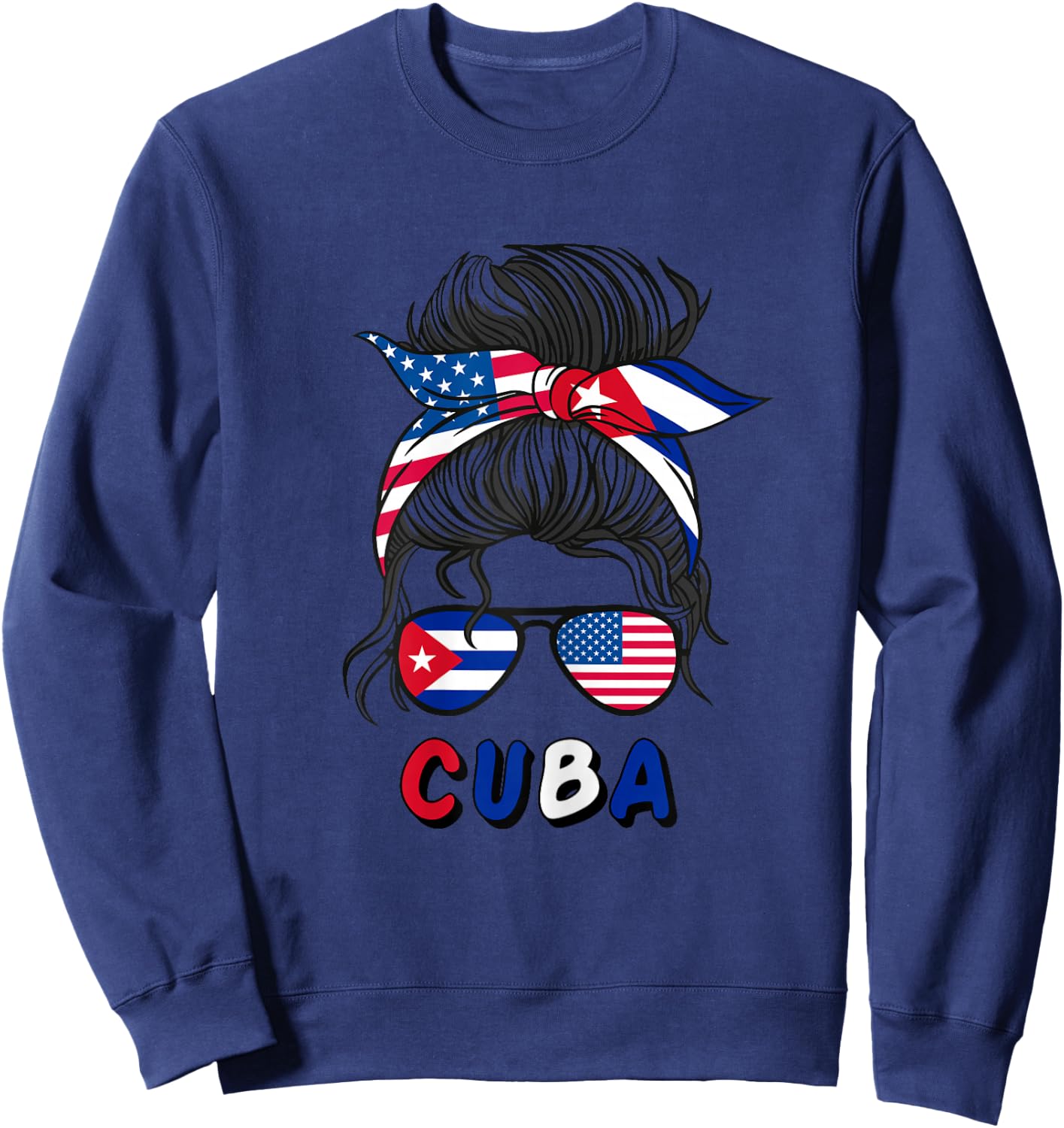 Cuba Girls USA American cuban Girl Sweatshirt - Sweatshirt | Navy