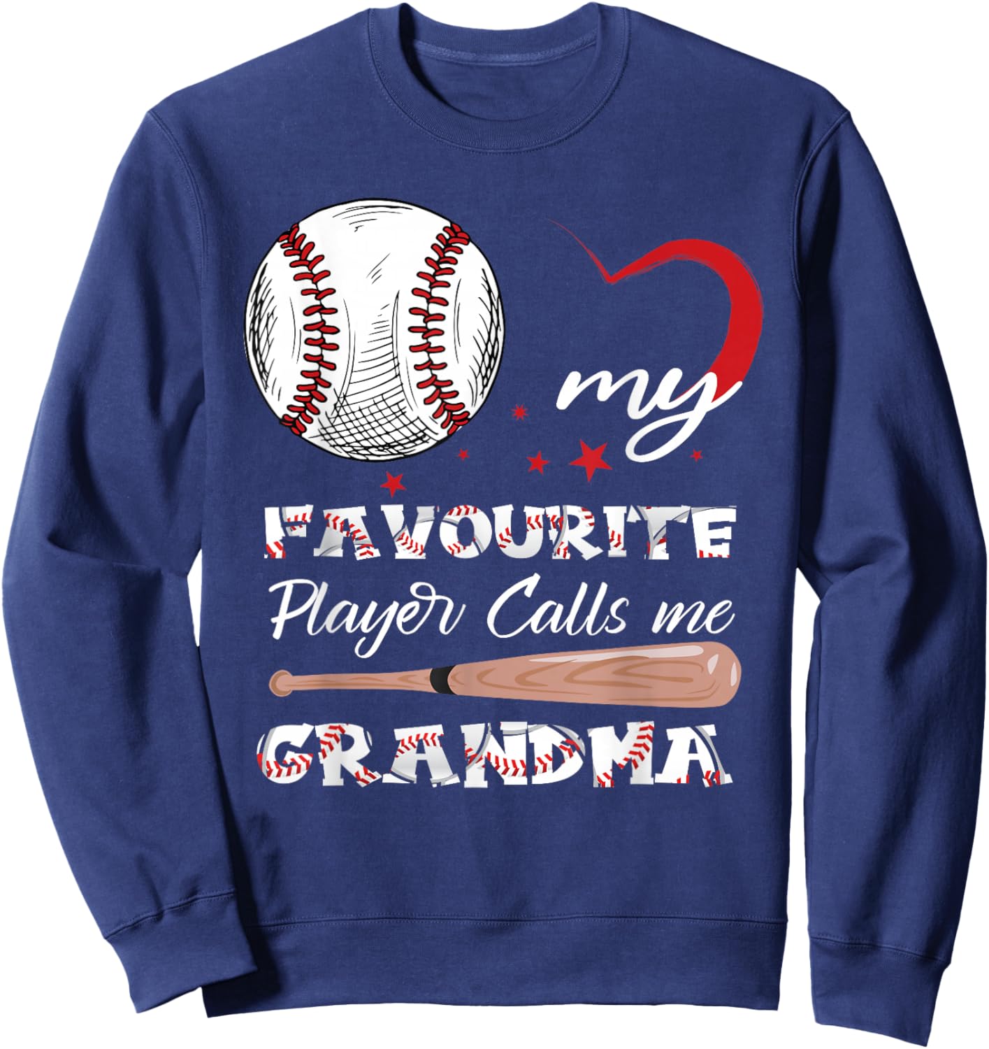 My Favorite Player Calls Me Grandma Baseball Women Sweatshirt - Sweatshirt | Navy