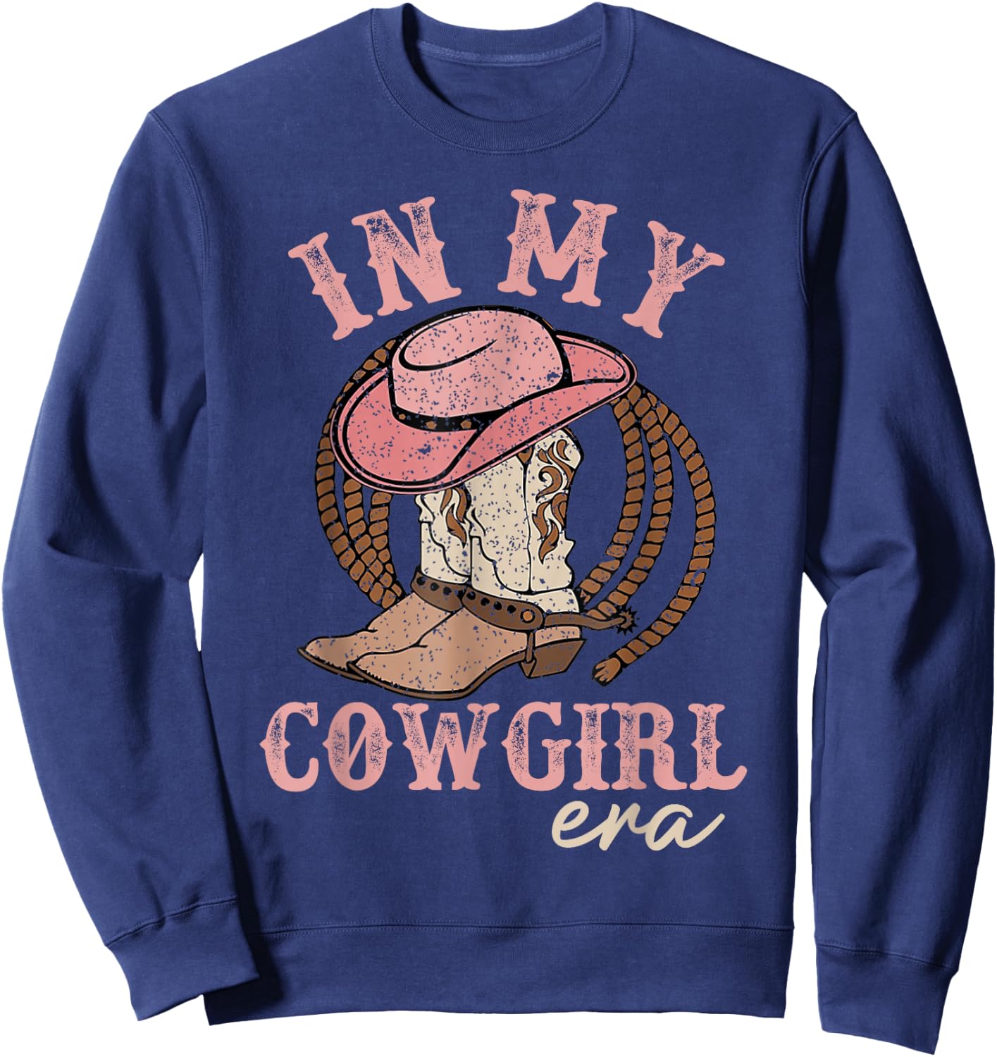 In My Cowgirl Era Groovy Cute Western Rodeo Cowgirl Sweatshirt - Sweatshirt | Navy