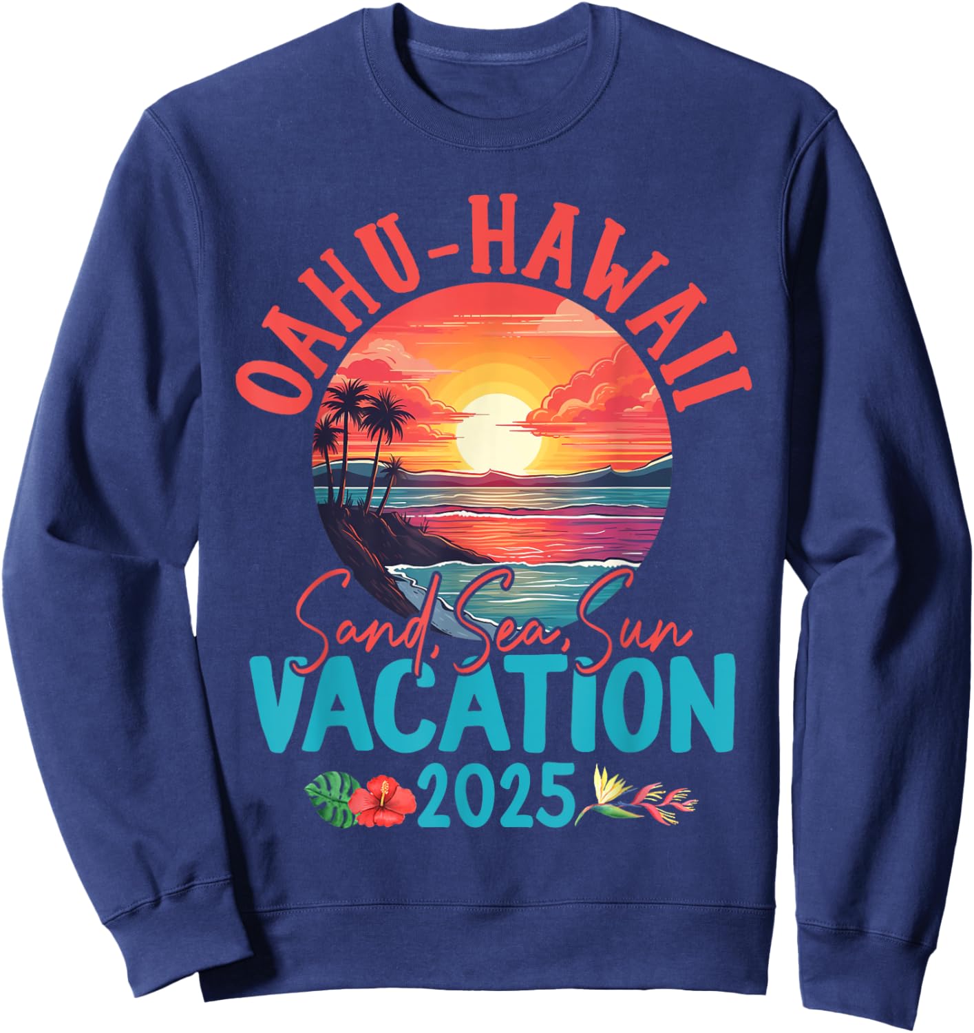 Oahu Hawaii Vacation 2025 Souvenir Matching Family Group Sweatshirt - Sweatshirt | Navy