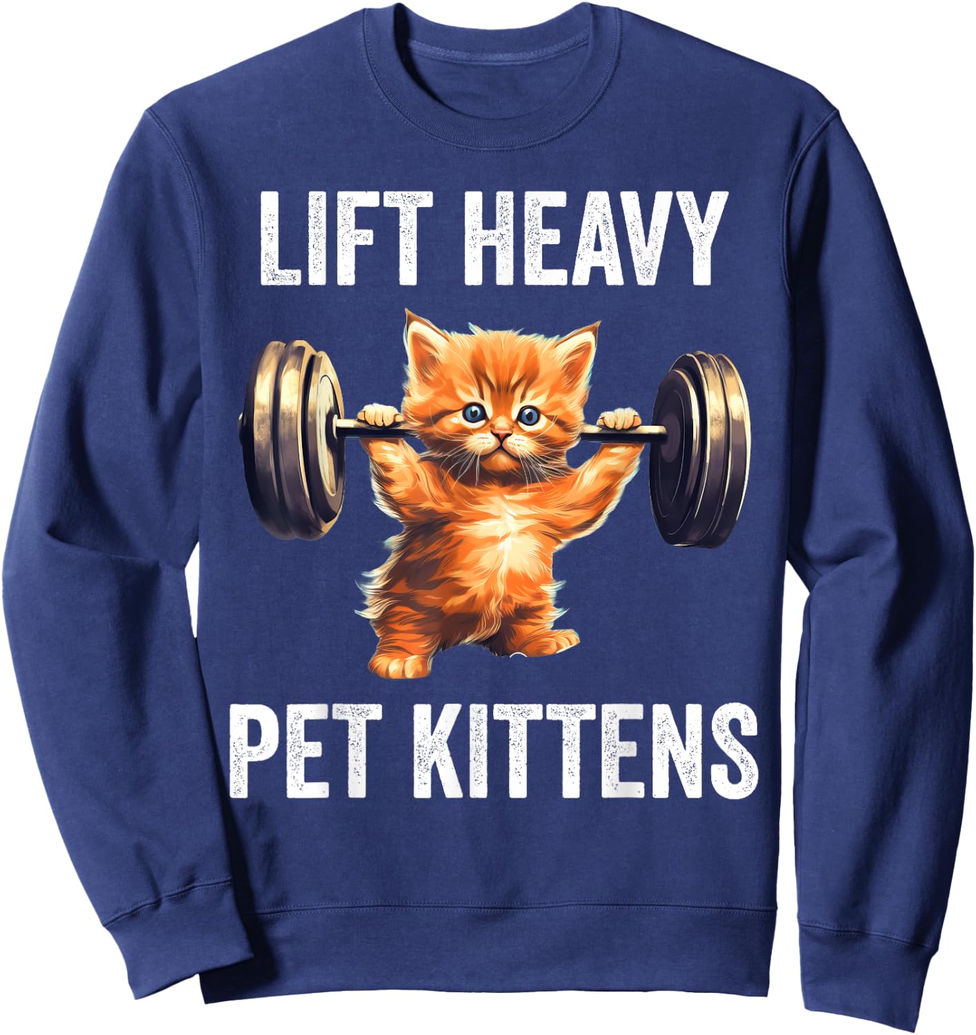 Lift Heavy Pet Kittens Funny Gym Workout Weight Lifter Sweatshirt - Sweatshirt | Navy