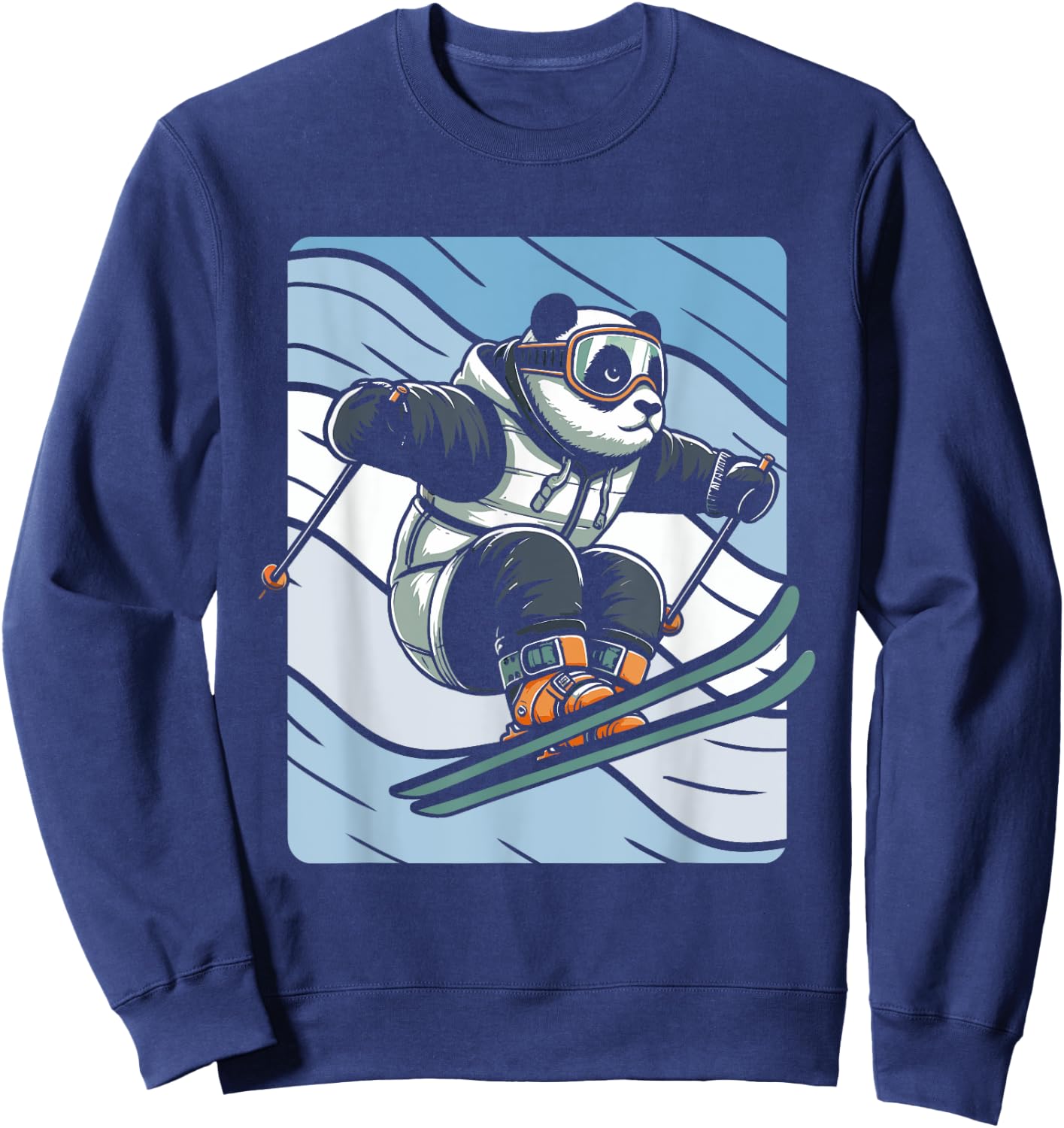 Slalom Skiing Panda Ski Skier Sweatshirt - Sweatshirt | Navy