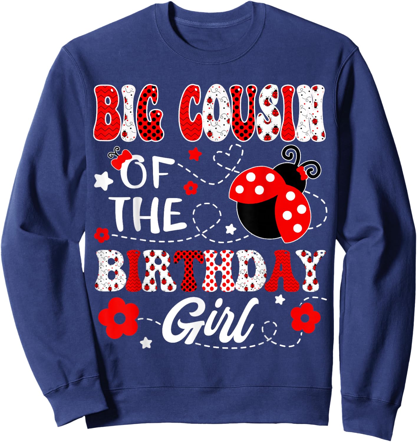Big Cousin Of The Birthday Girl Lady Bug Birthday Party Sweatshirt - Sweatshirt | Navy