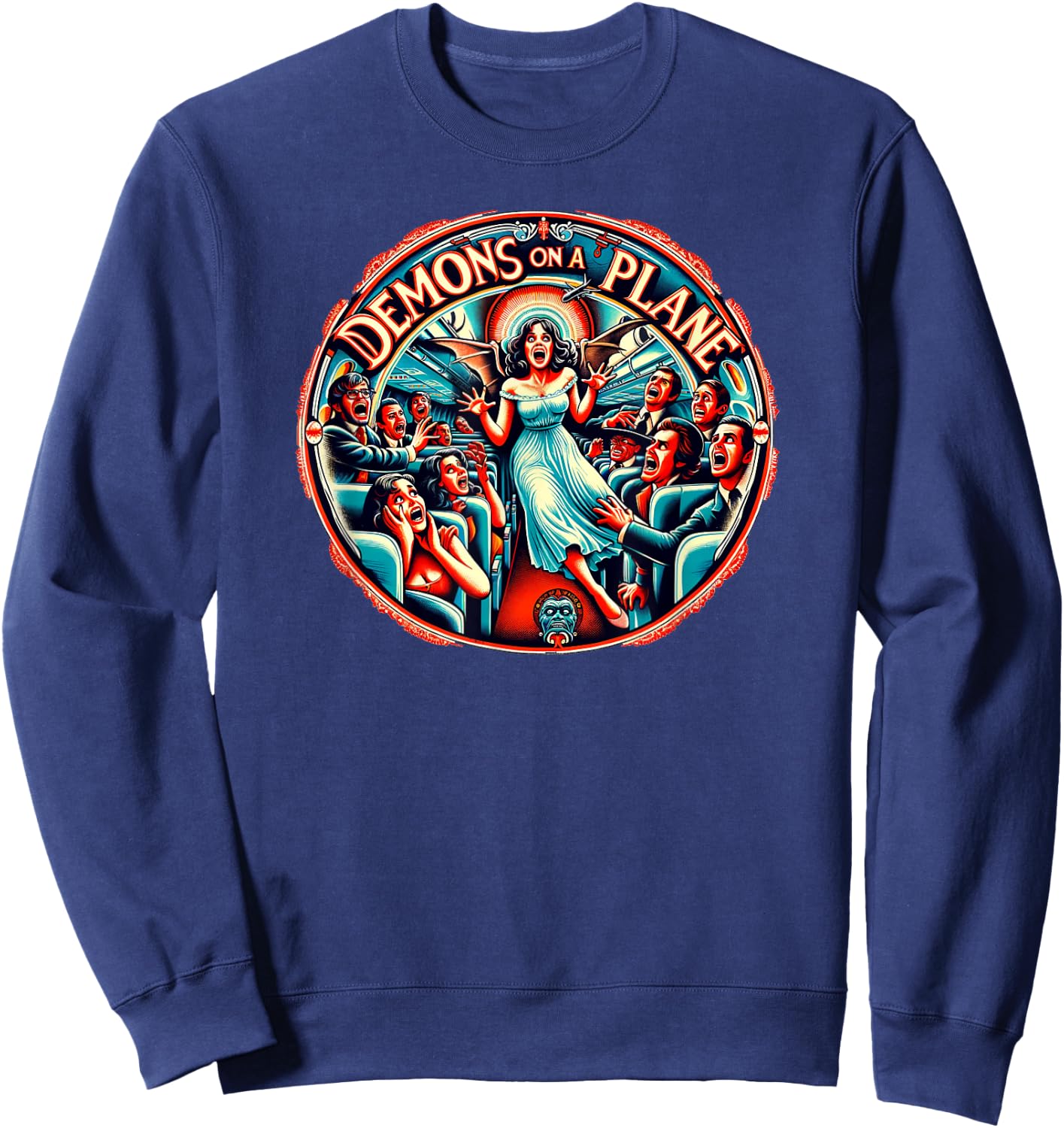 Vintage Horror Movie Sweatshirt - Sweatshirt | Navy