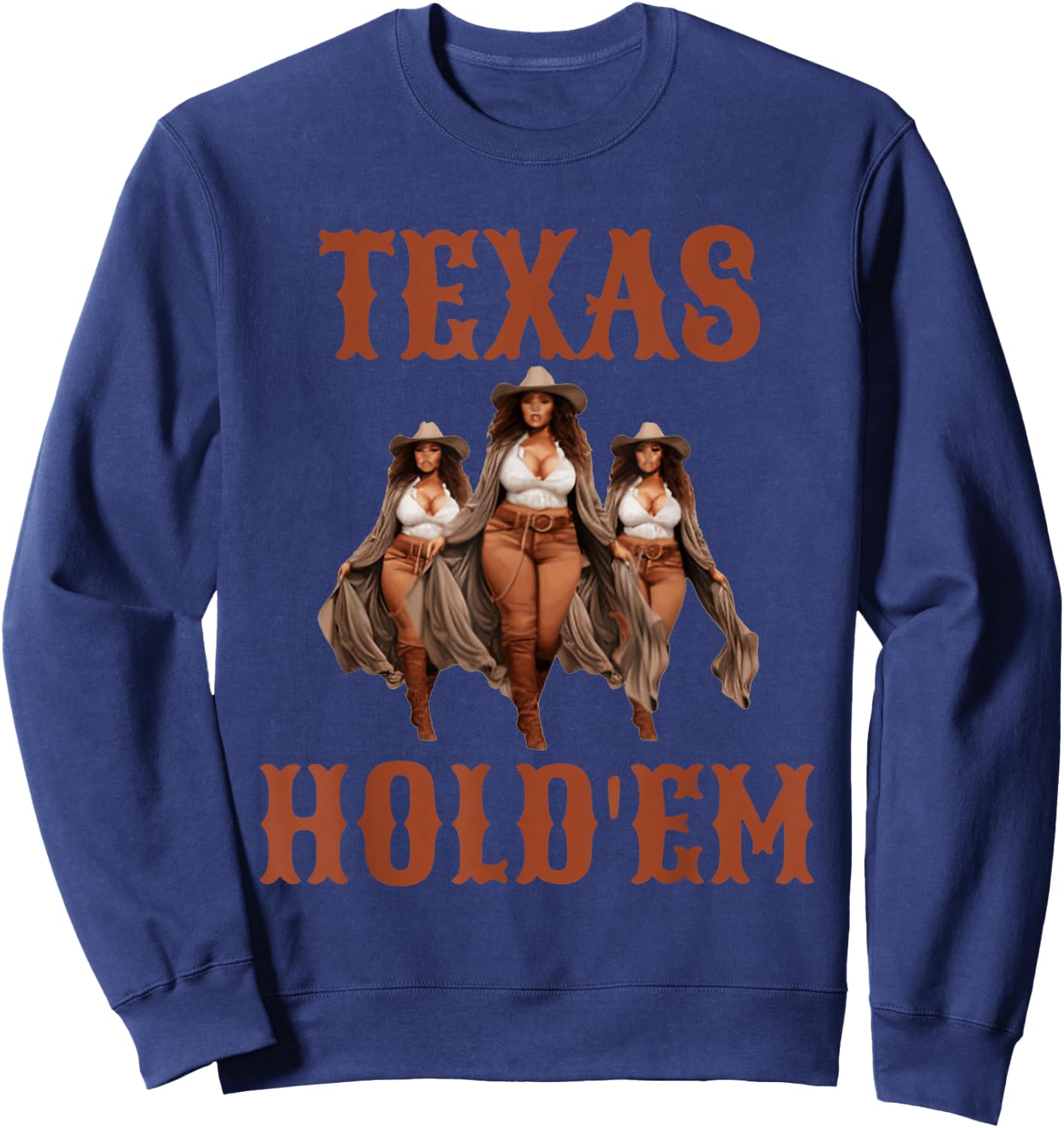 Texas Hold em African American Cowgirl Sweatshirt - Sweatshirt | Navy