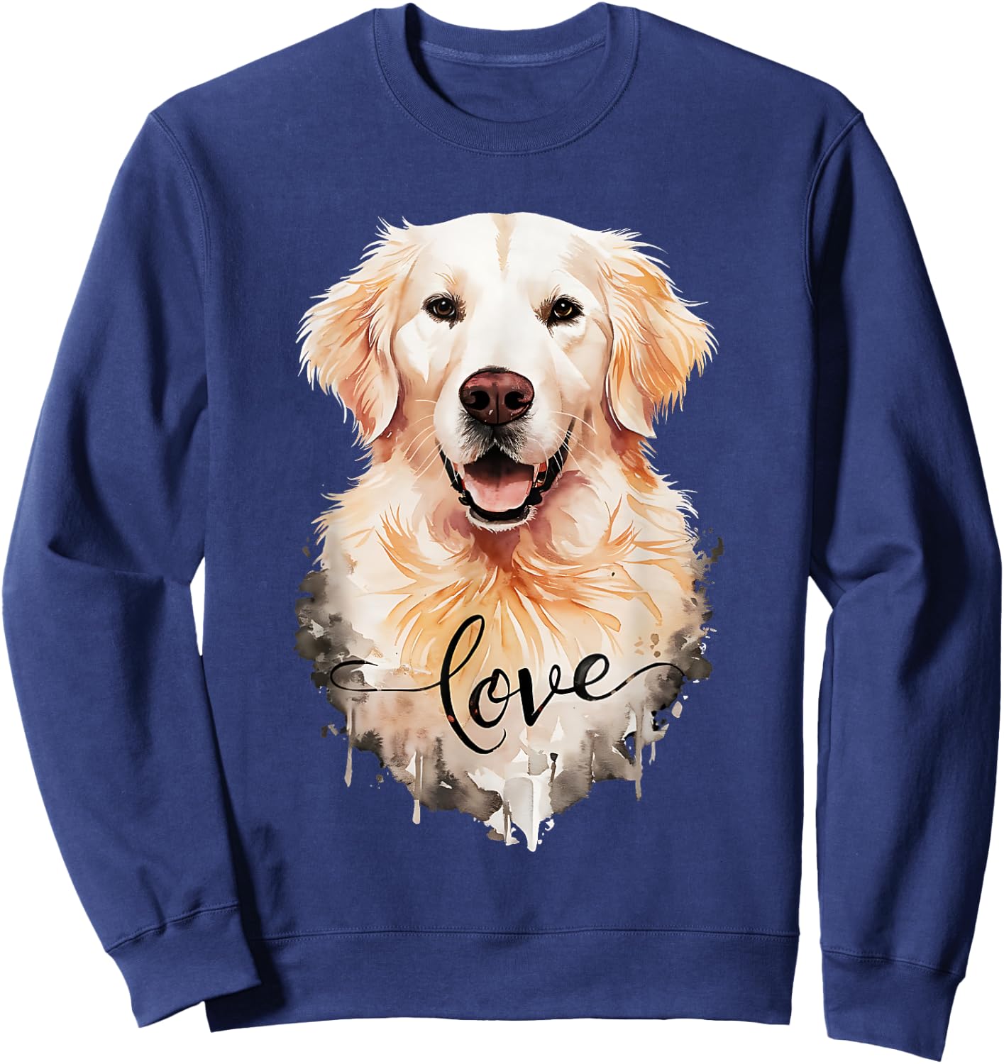 Love White English Cream Golden Retriever Mom Dad Dog Puppy Sweatshirt - Sweatshirt | Navy