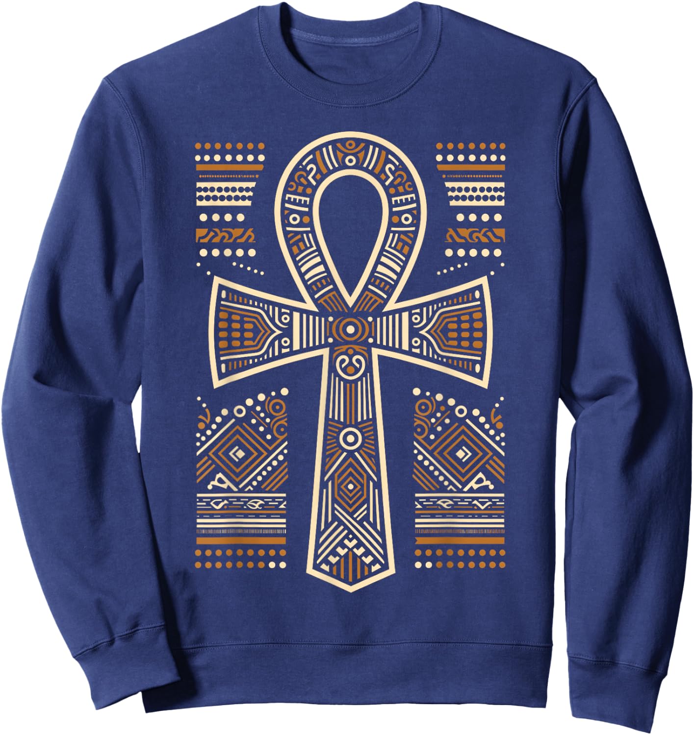 Cool Egypt Ankh Key of Life Symbol In Tribal Art Style Sweatshirt - Sweatshirt | Navy