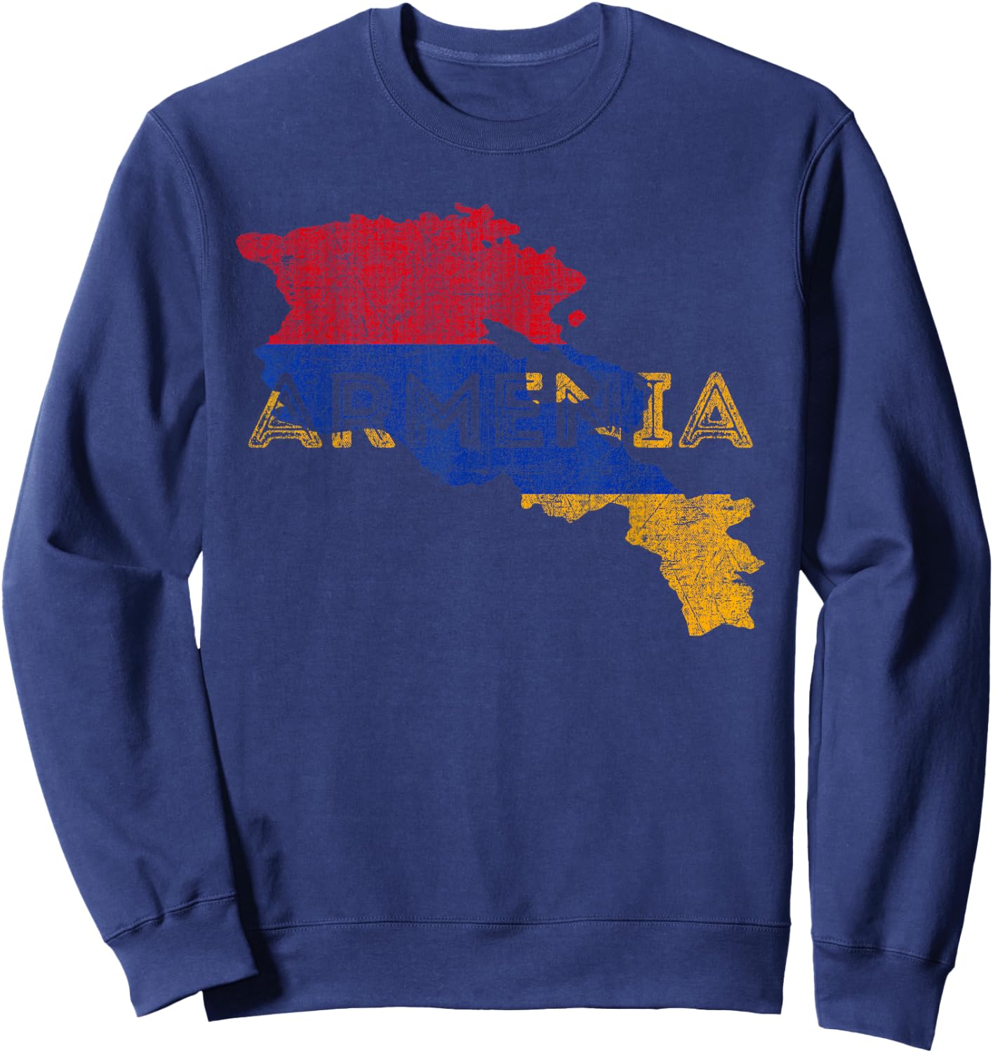 Armenian Map and Flag Souvenir - Distressed Armenia Sweatshirt - Sweatshirt | Navy