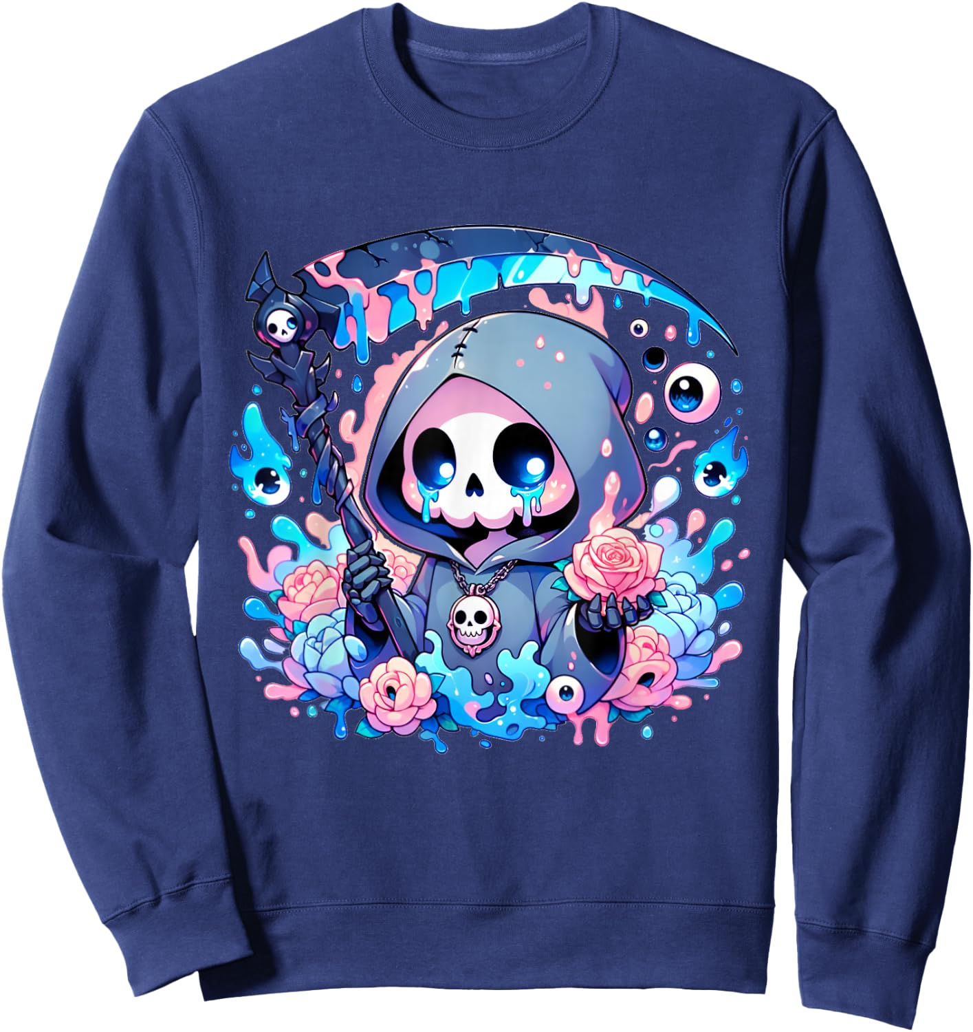 Cute Kawaii Pastel Goth Reaper Sweatshirt - Sweatshirt | Navy