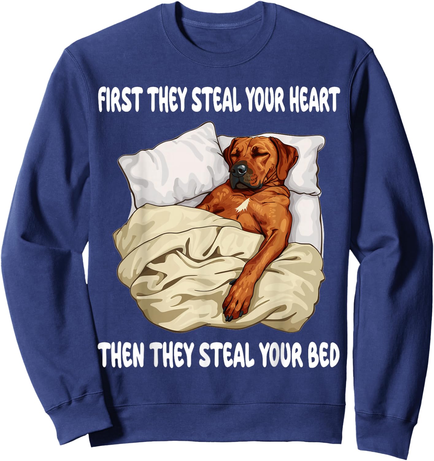 Rhodesian Ridgeback Sleeping Pajamas Nightgown Sweatshirt - Sweatshirt | Navy