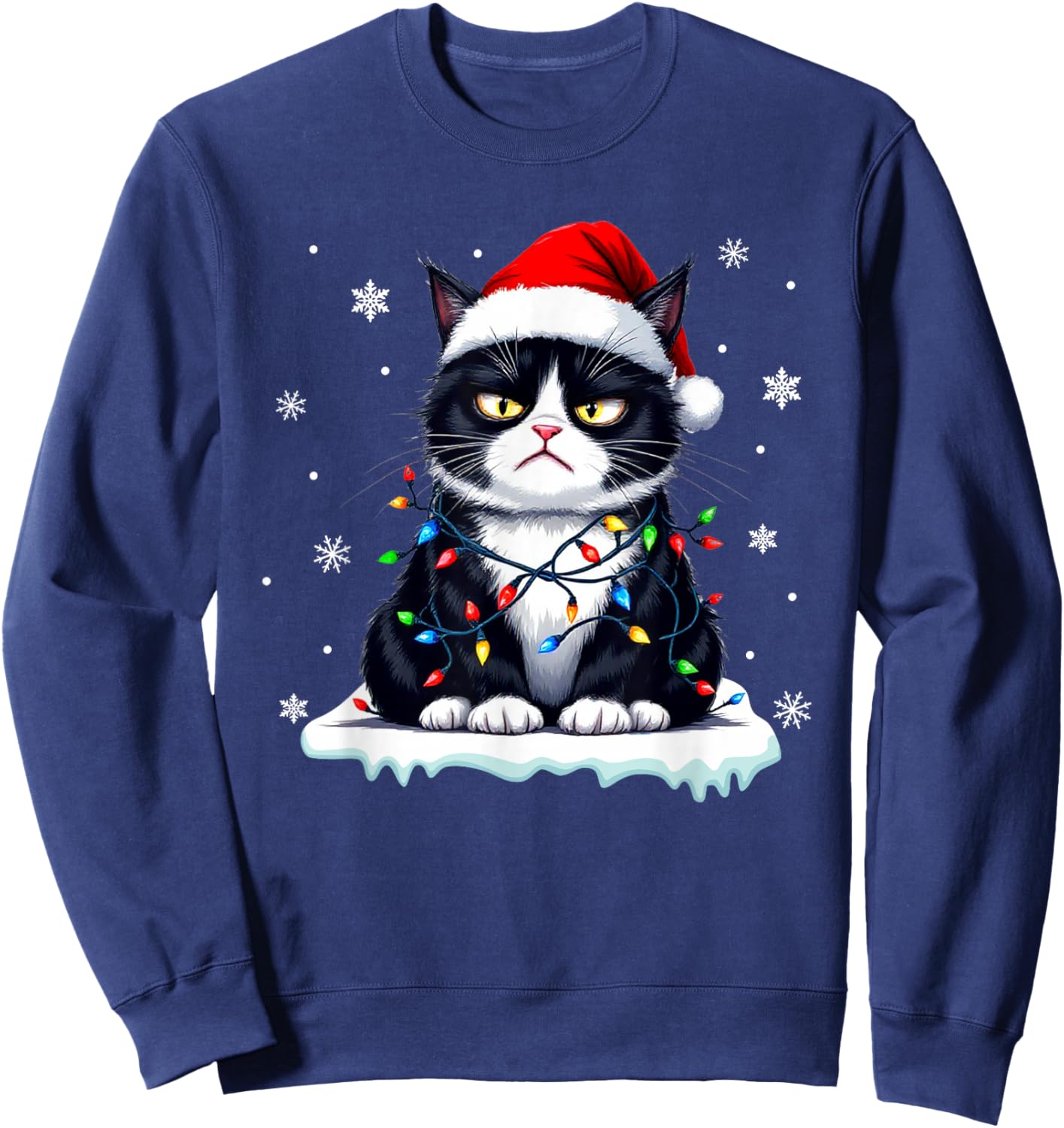 Christmas Pajamas Men Women Boys Girls Funny Cat Sweatshirt - Sweatshirt | Navy