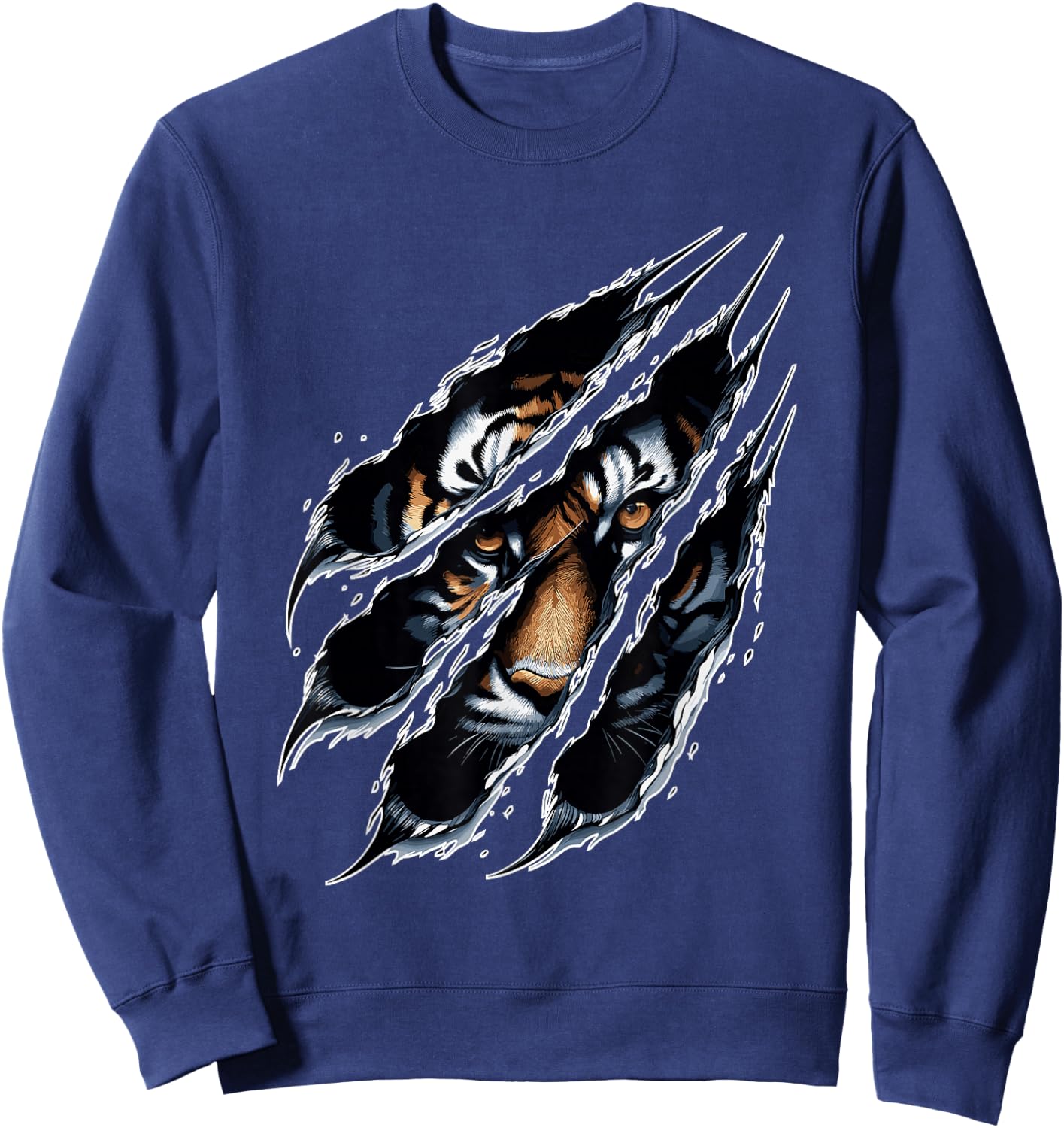 Fierce Tiger Eye Claw Silhouette Wild Cat Tigers Sweatshirt - Sweatshirt | Navy