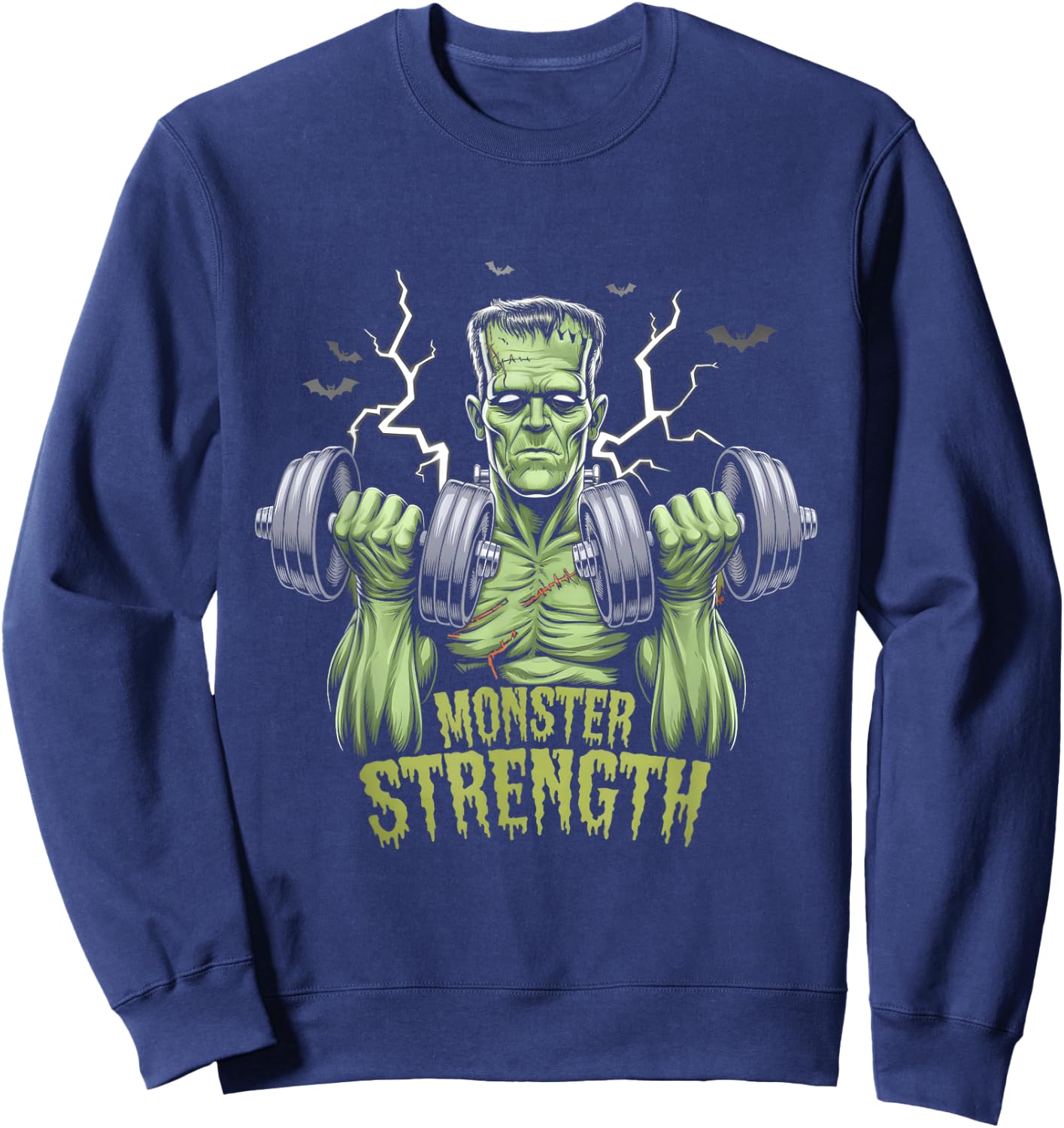 Frankenstein Monster Halloween Gym Workout Strength Sweatshirt - Sweatshirt | Navy