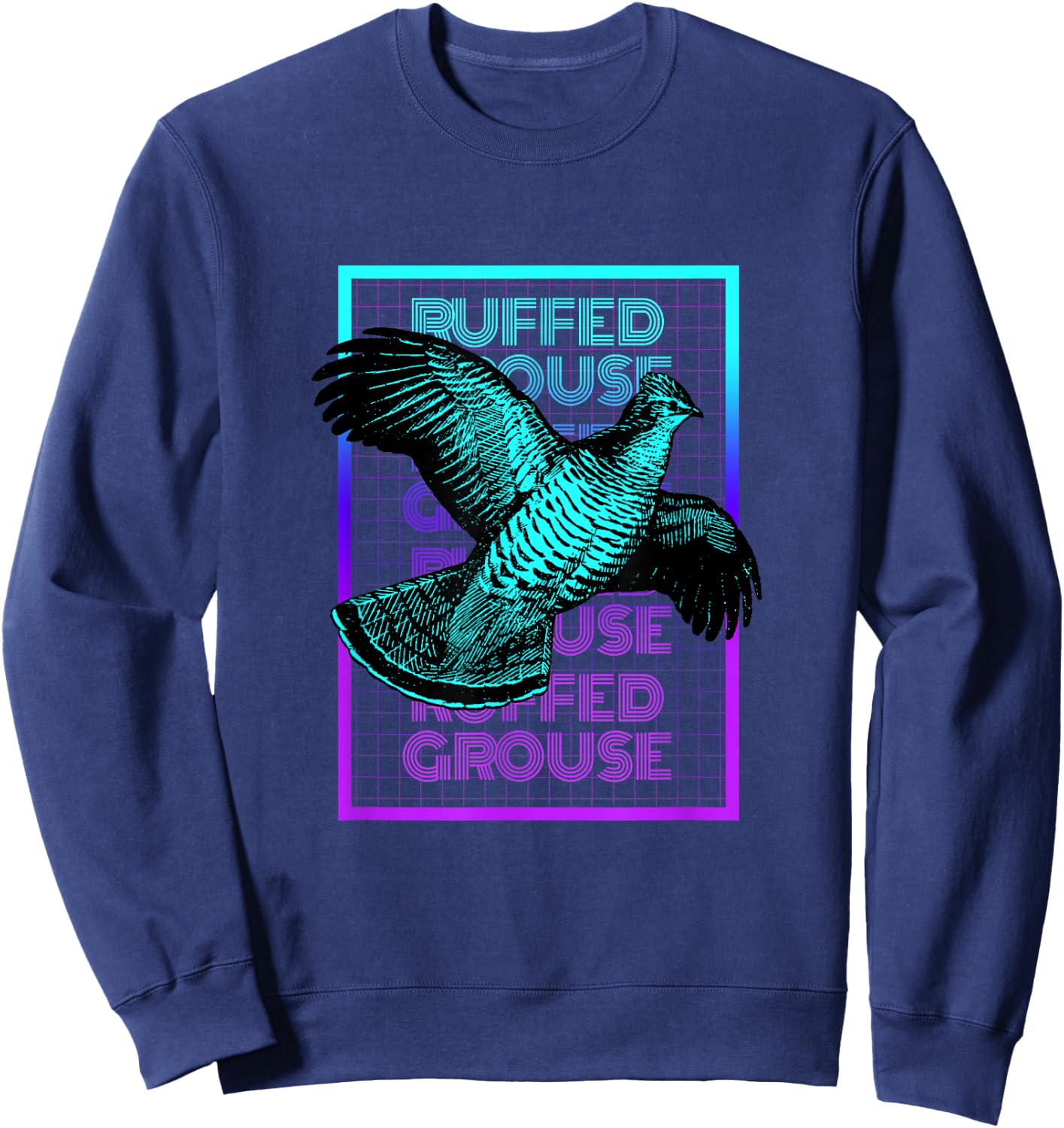 Vintage Ruffed Grouse Gifts Ruffed Grouse Birding Retro - Women's Classic Fit Black Graphic Design - Small Sweatshirt - Sweatshirt | Navy