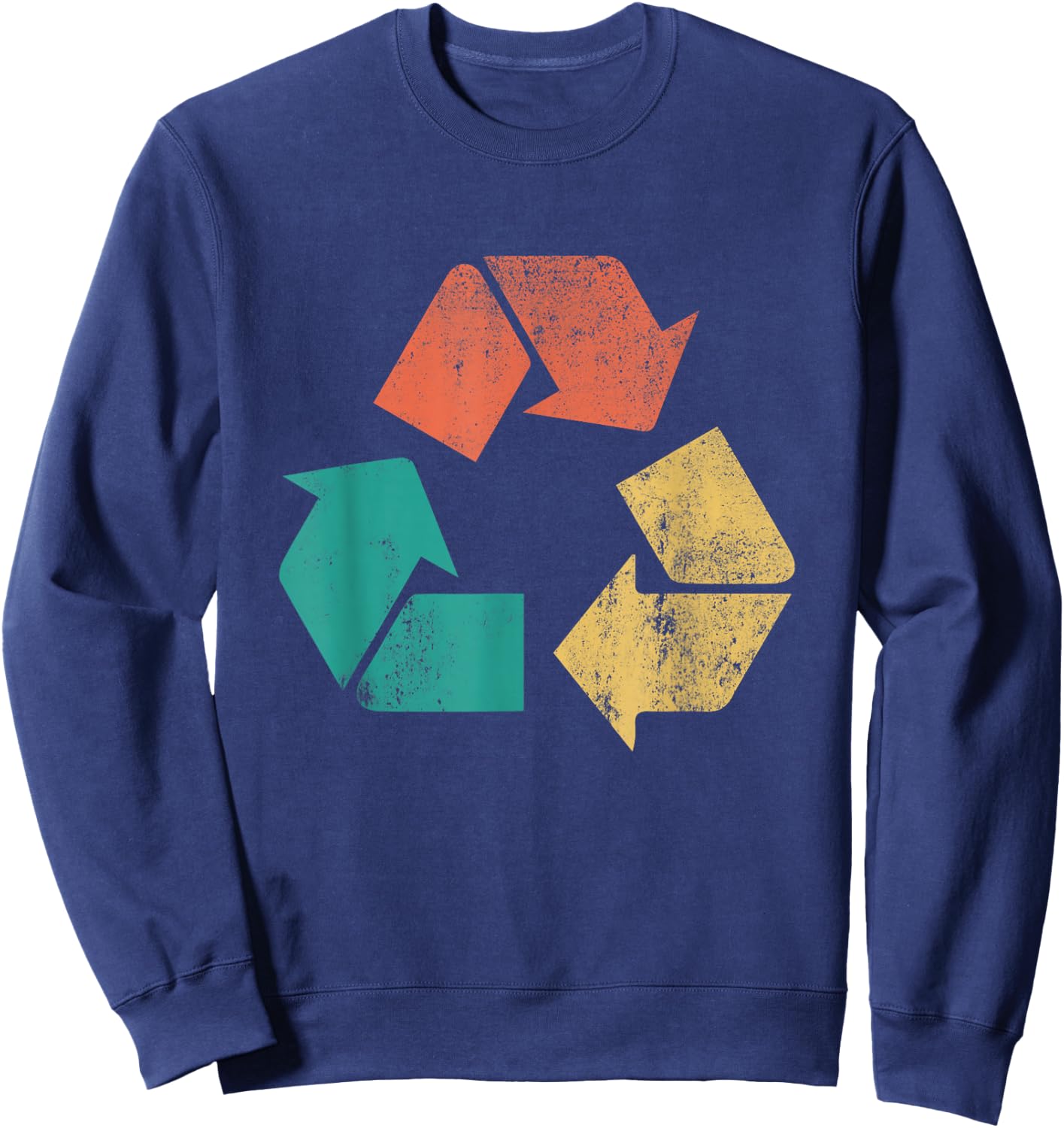 Retro Recycle Logo Protect Nature Earth Day Men Women Kids Sweatshirt - Sweatshirt | Navy