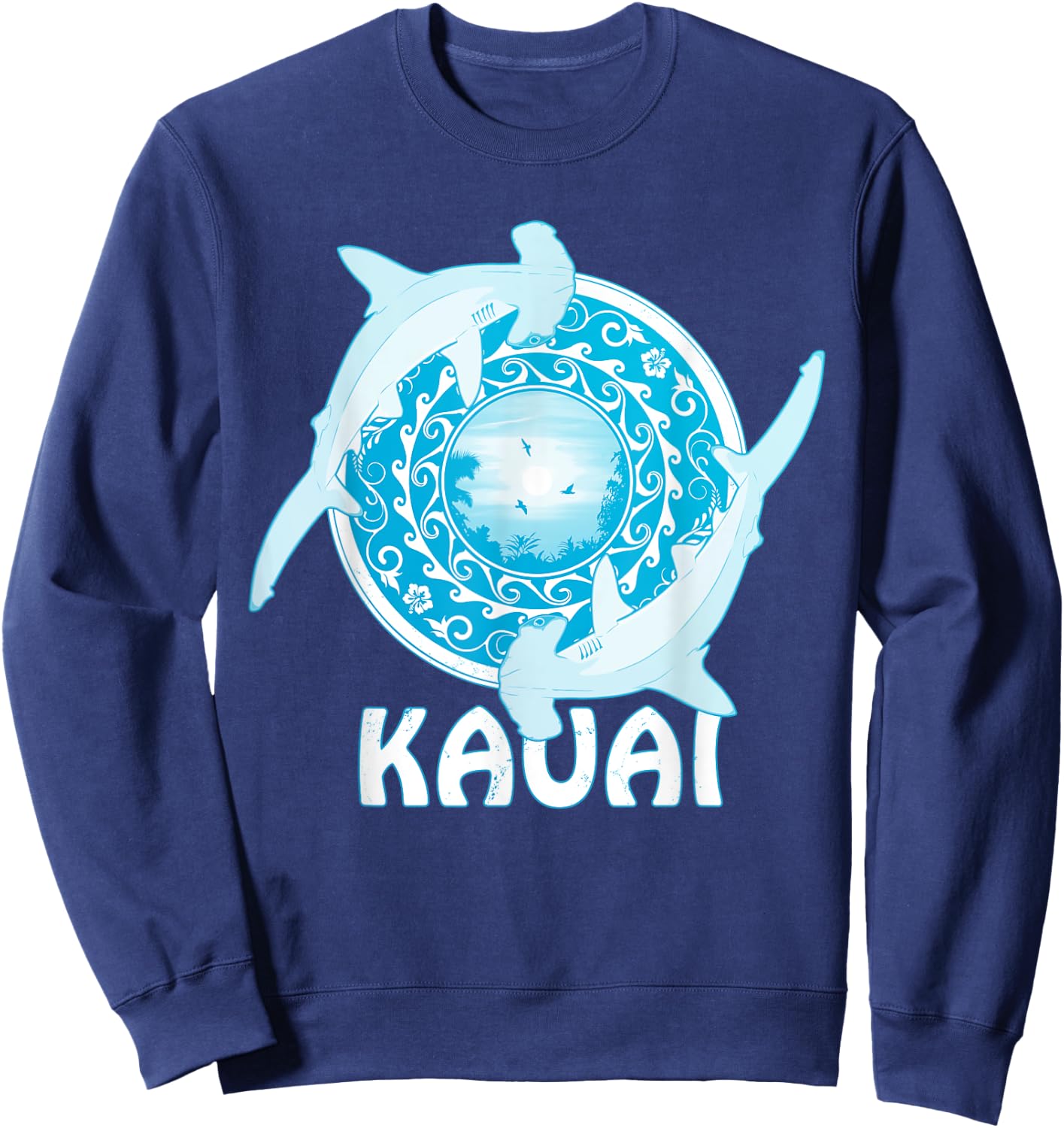 Hammerhead Shark Polynesian Design Kauai Sweatshirt - Sweatshirt | Navy