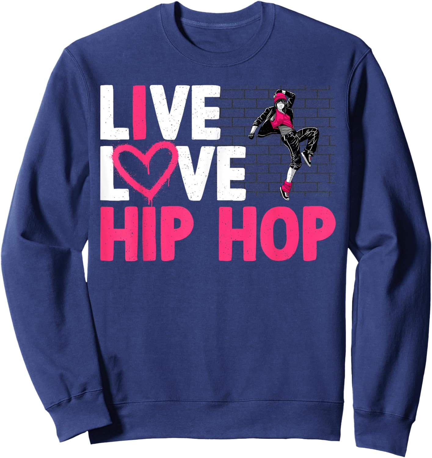 Cool Hip Hop Dancer Design Girls Hip Hop Lovers Sweatshirt - Sweatshirt | Navy